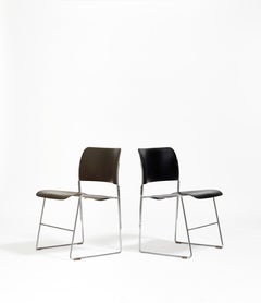 Set of Stackable 40/4 Chairs By David Rowland in Green and Black