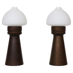 Stained Swedish Pine Wood Night Lamps by Uno Dahlen for Aneta, Sweden, 1970s
