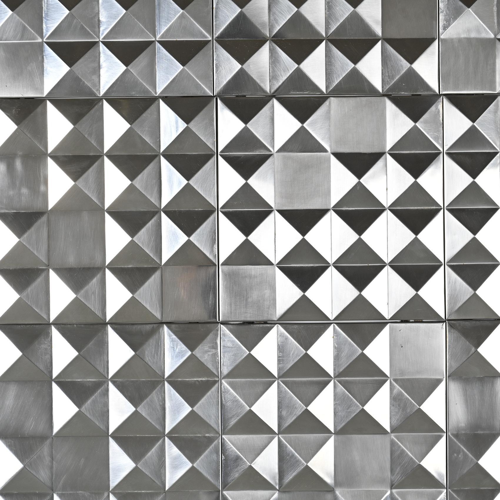 Space Age Set of stainless steel decorative panels, France circa 1970 For Sale