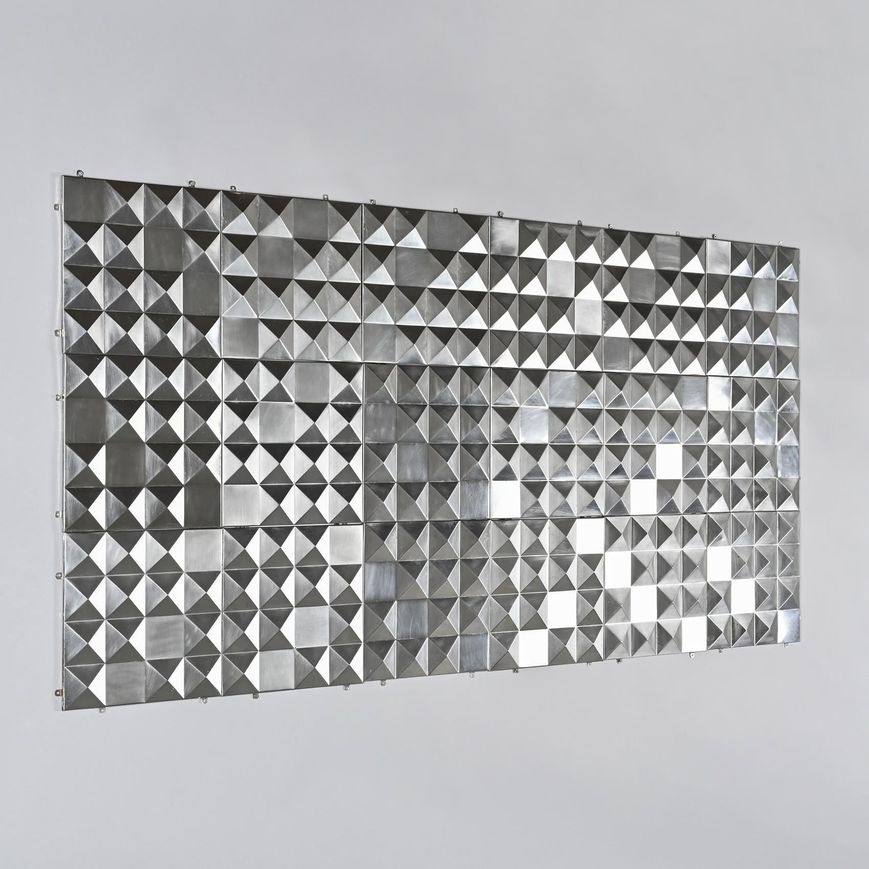 Set of stainless steel decorative panels, France circa 1970 In Good Condition For Sale In VILLEURBANNE, FR