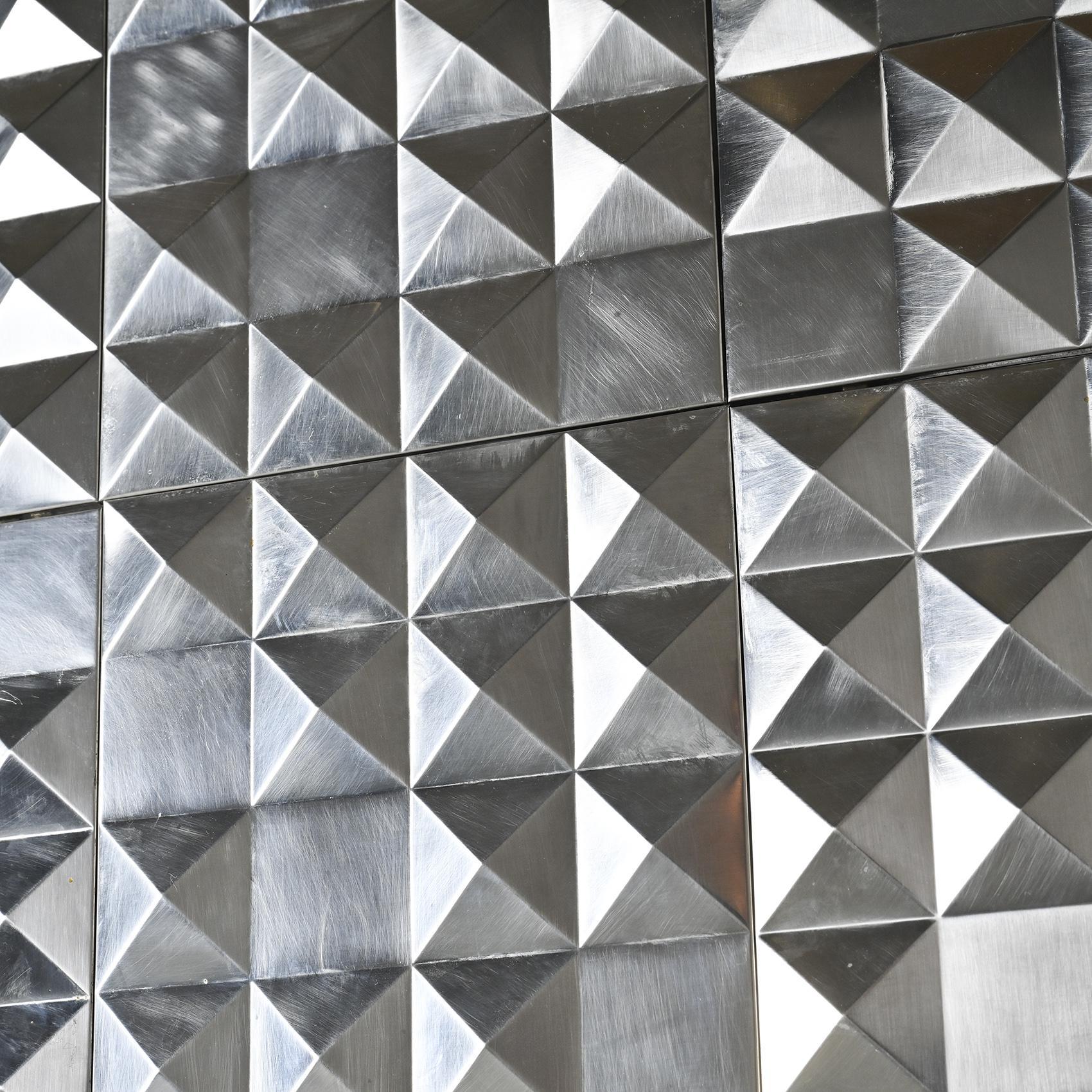 Stainless Steel Set of stainless steel decorative panels, France circa 1970 For Sale