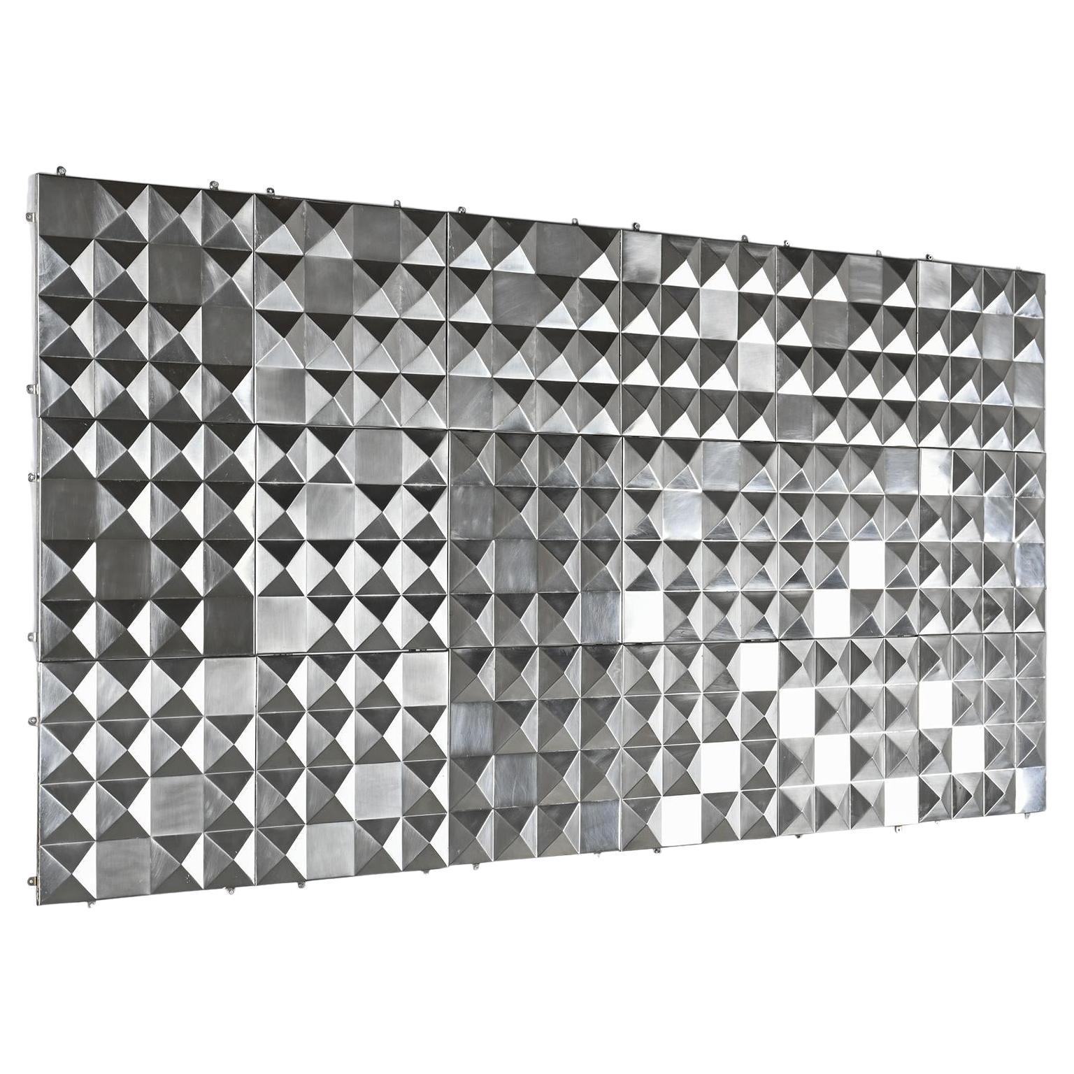 Set of stainless steel decorative panels, France circa 1970 For Sale