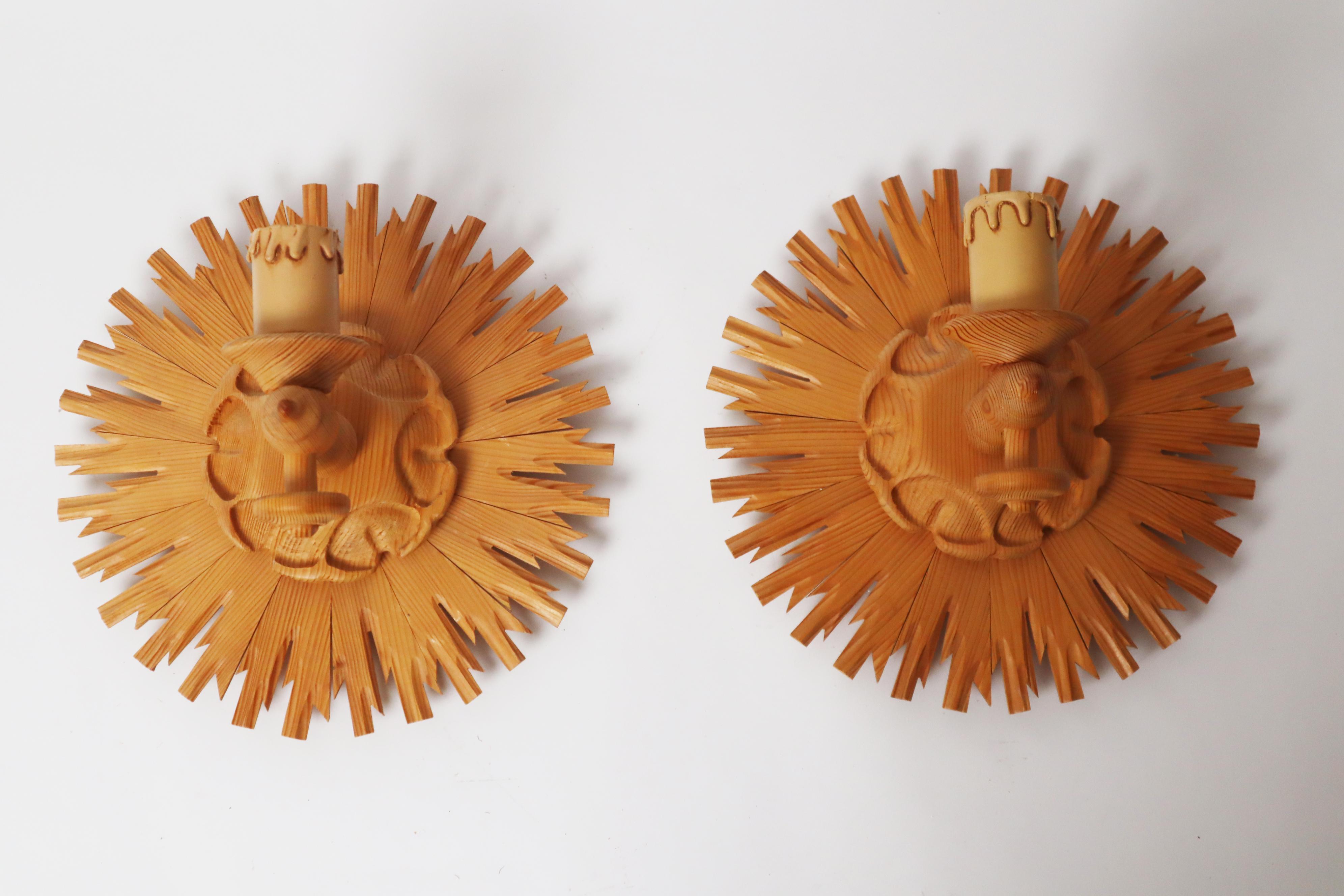 Juego de Apliques Sol Estallido de Madera en venta 8