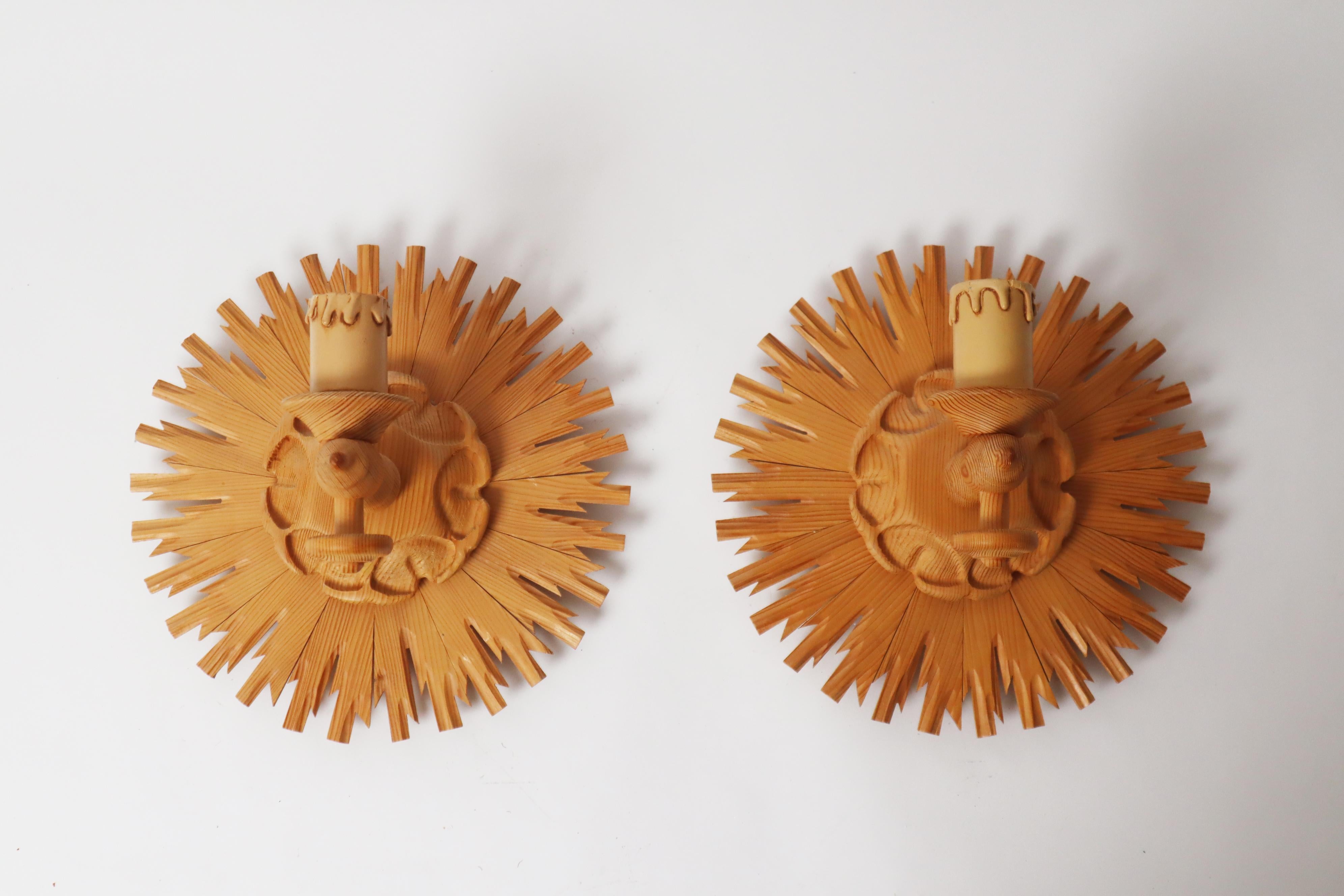 Juego de Apliques Sol Estallido de Madera en venta 9
