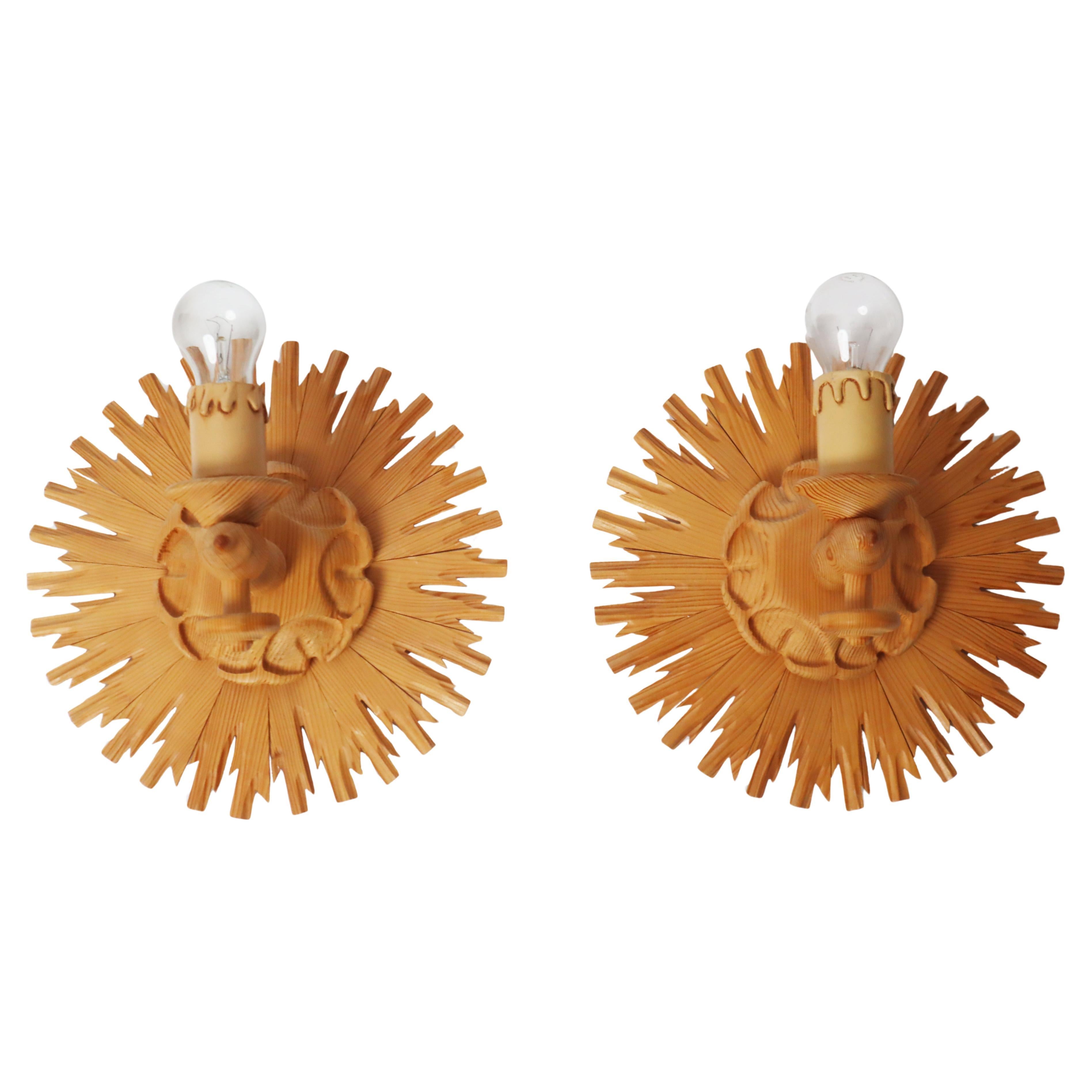 Juego de Apliques Sol Estallido de Madera en venta