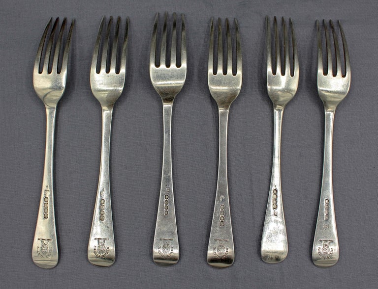 Set of Sterling Silver Hanoverian Dinner Forks For Sale at 1stDibs