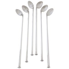 Set of Sterling Silver Iced Tea Spoon Straws from the Rockefeller Estate