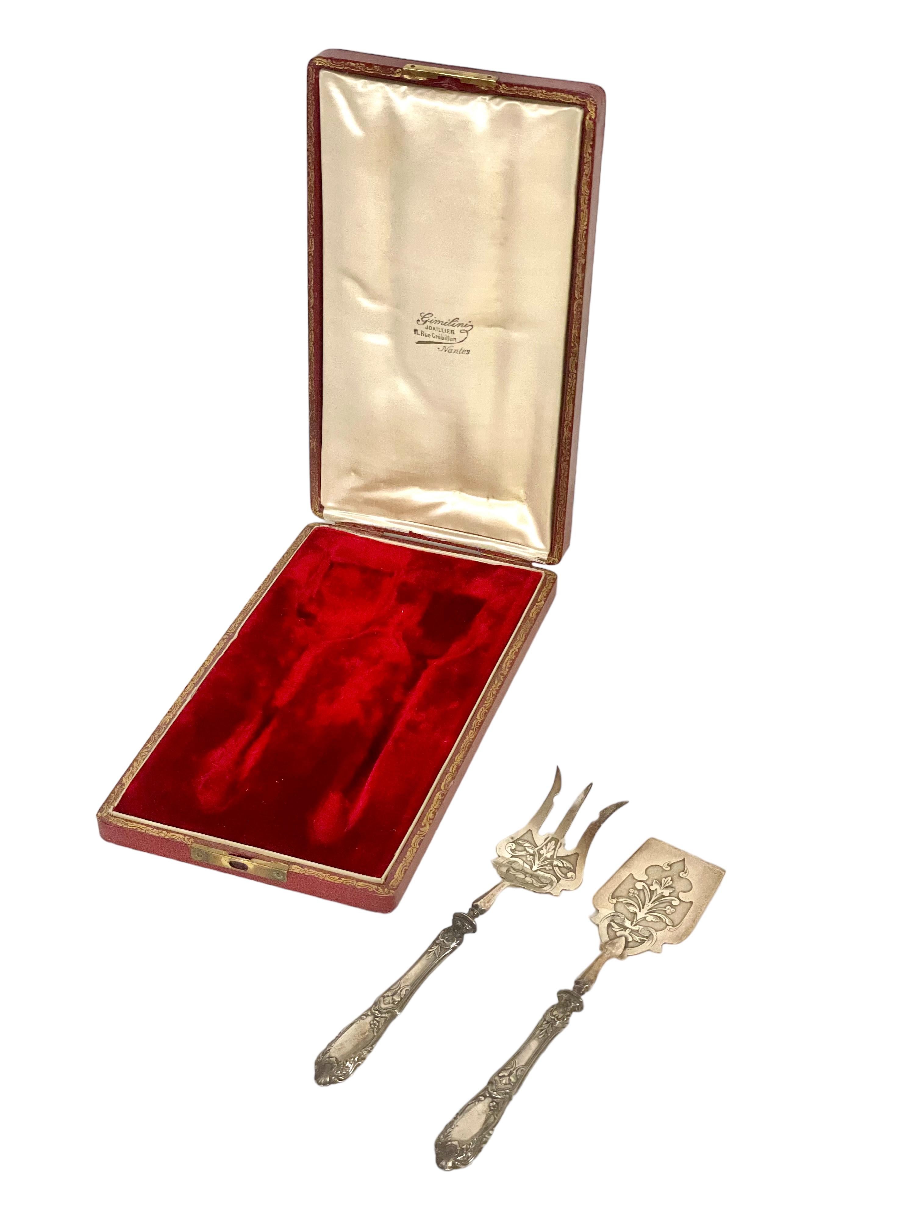 Louis XVI Set of Sterling Silver Petit Fours Cutlery, 19th Century For Sale
