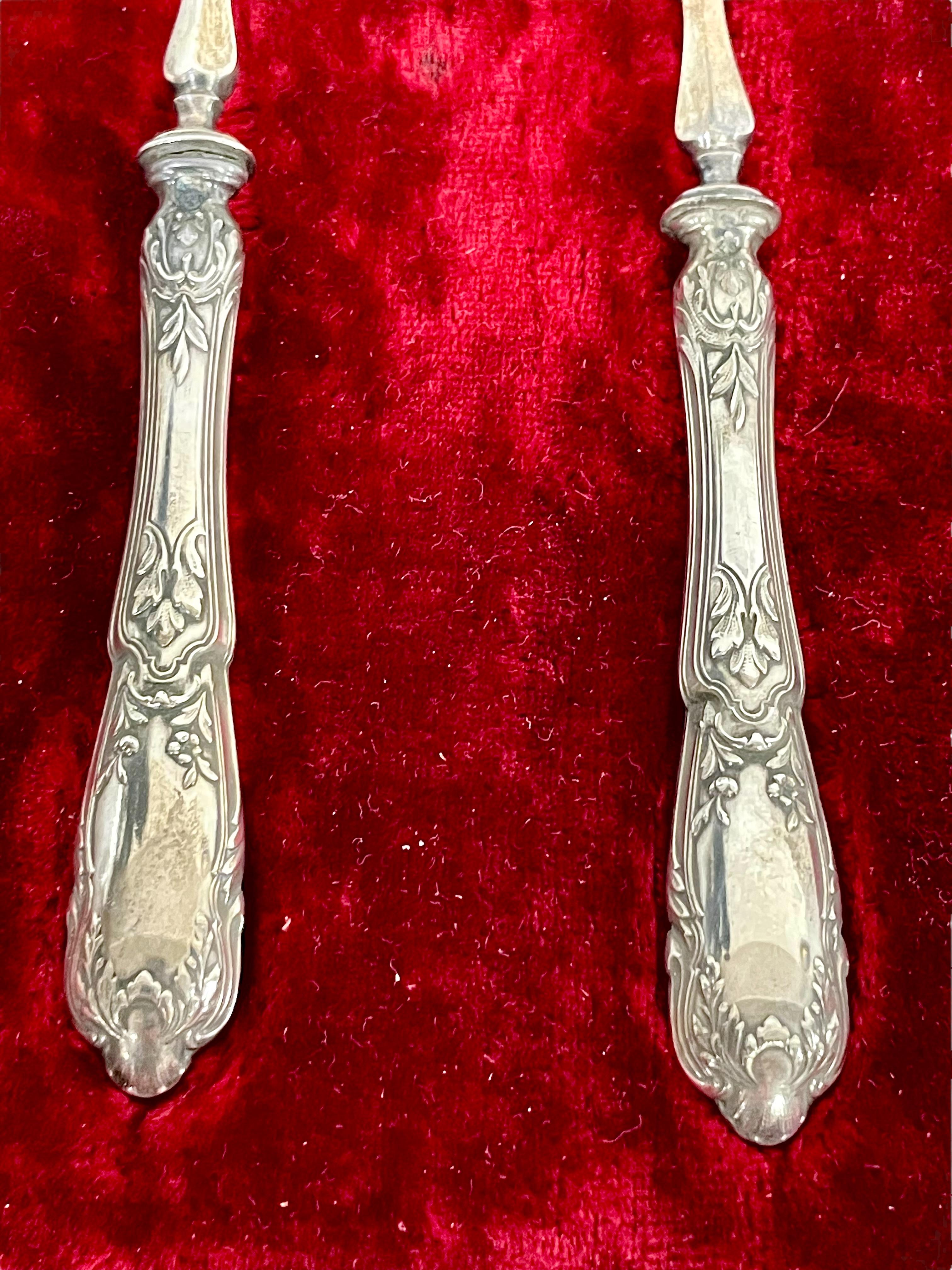 Set of Sterling Silver Petit Fours Cutlery, 19th Century For Sale 1