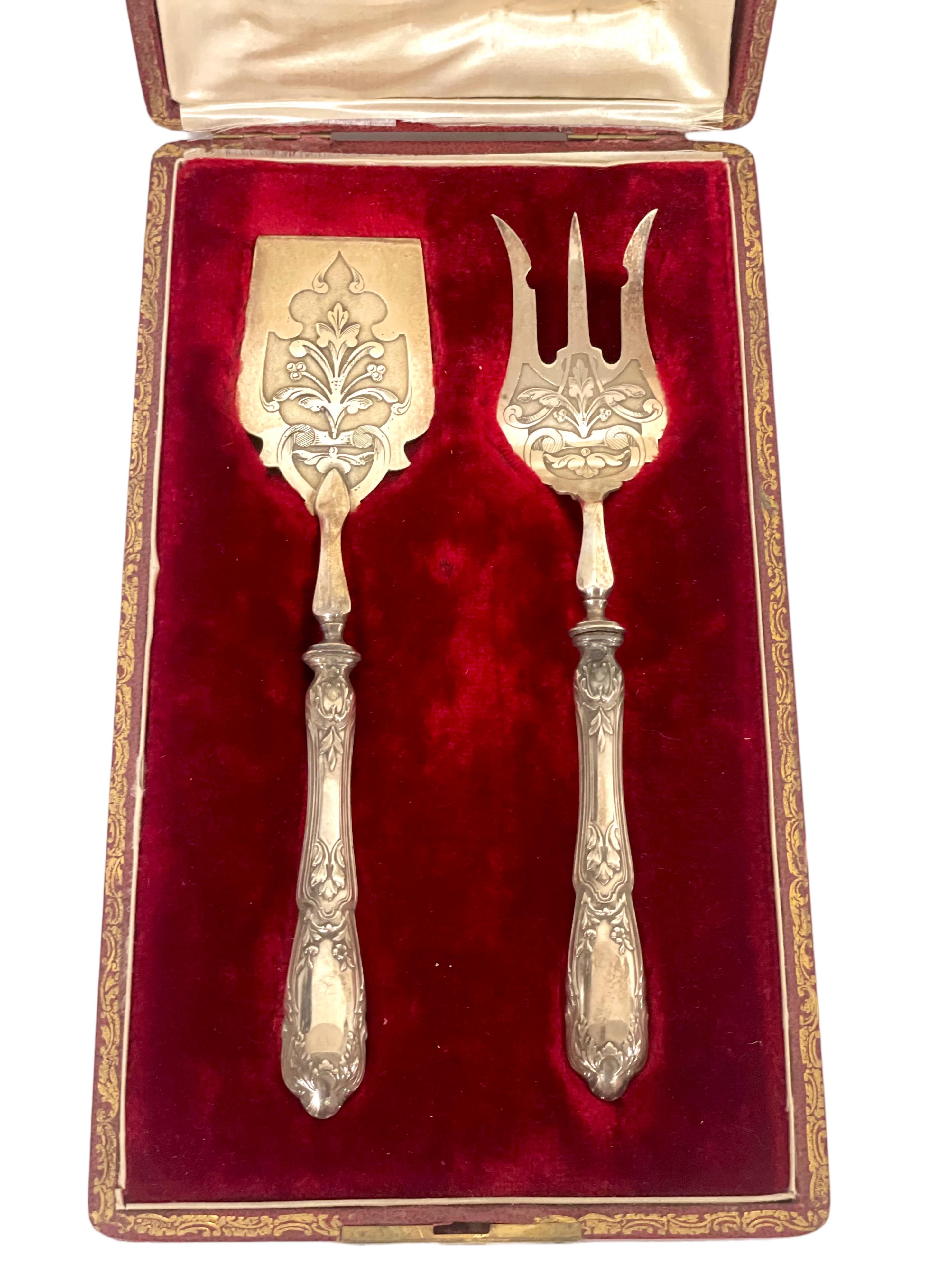 Set of Sterling Silver Petit Fours Cutlery, 19th Century For Sale 2