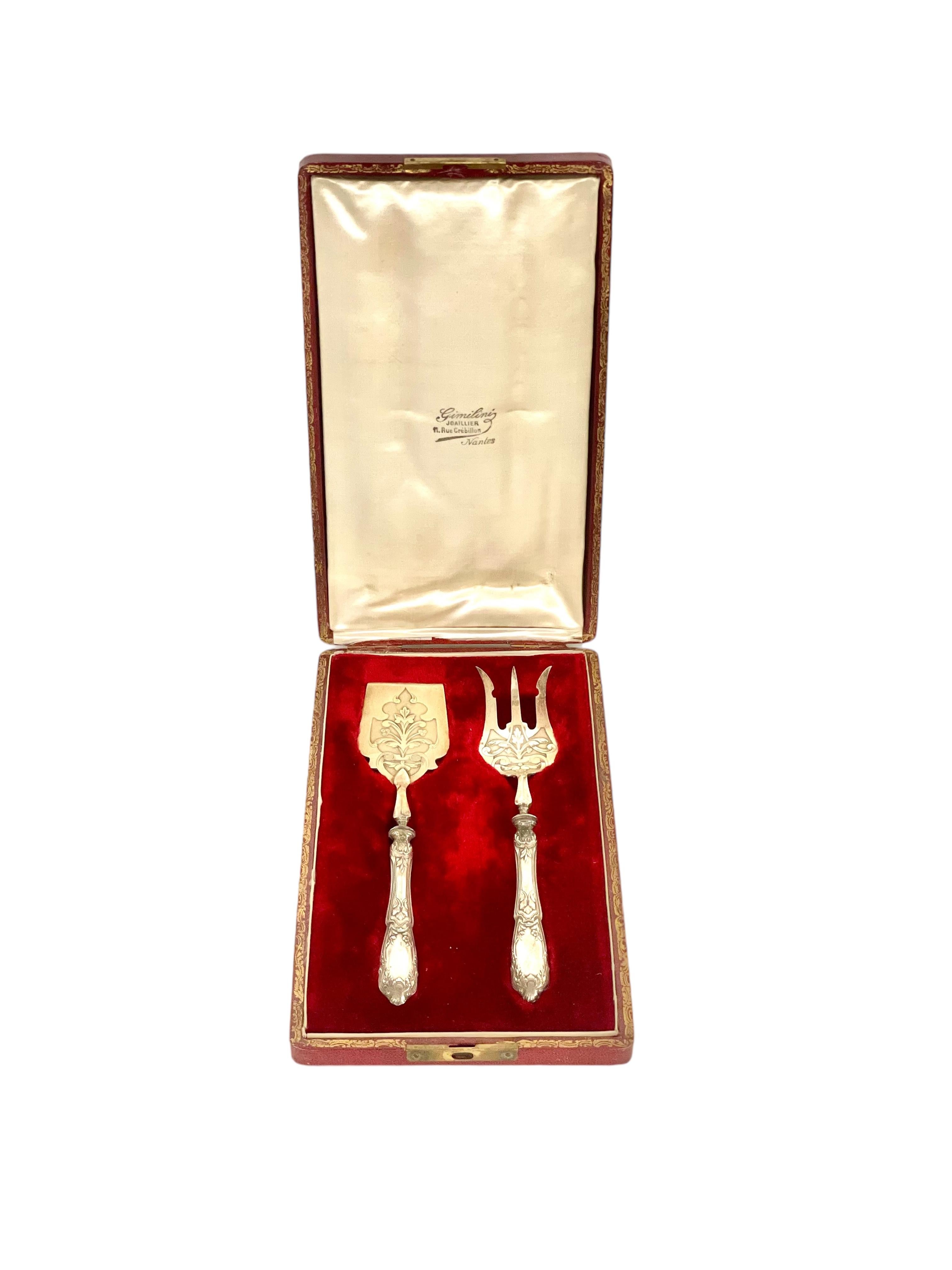Set of Sterling Silver Petit Fours Cutlery, 19th Century For Sale 4