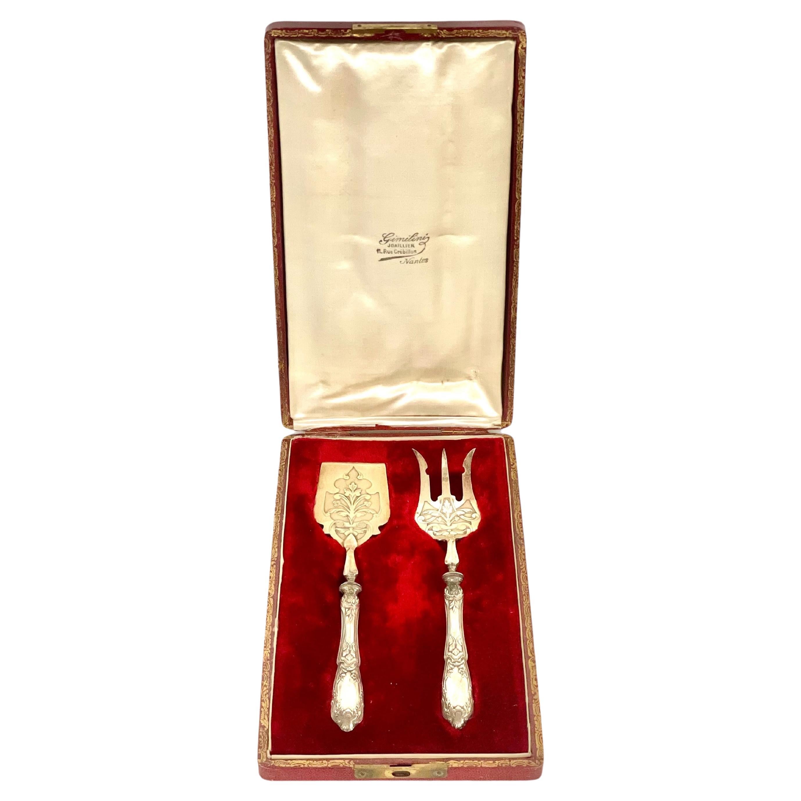 Set of Sterling Silver Petit Fours Cutlery, 19th Century For Sale