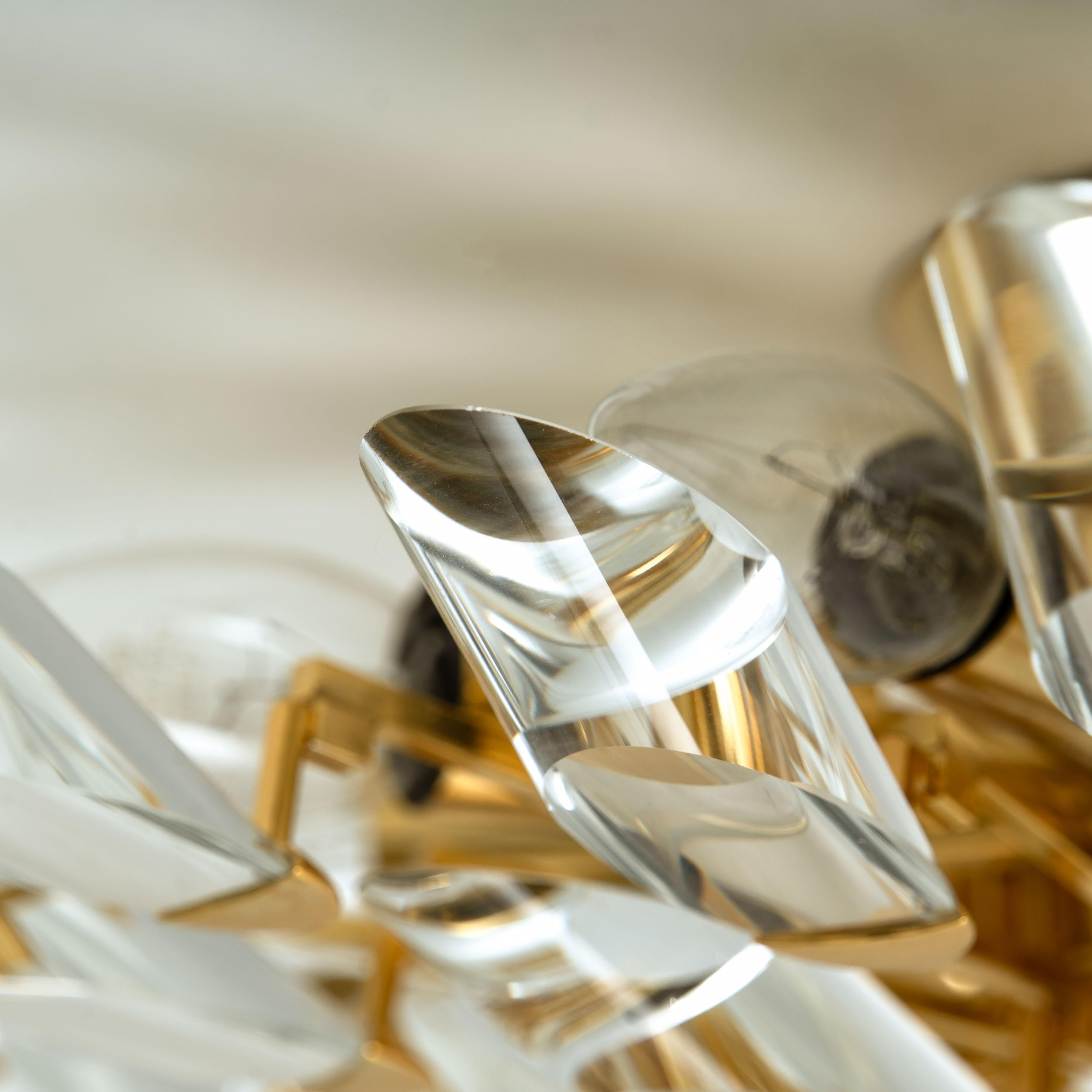 Set of Stilkronen Crystal and Gilded Brass Italian Light Fixtures, Stilkronen In Good Condition In Rijssen, NL