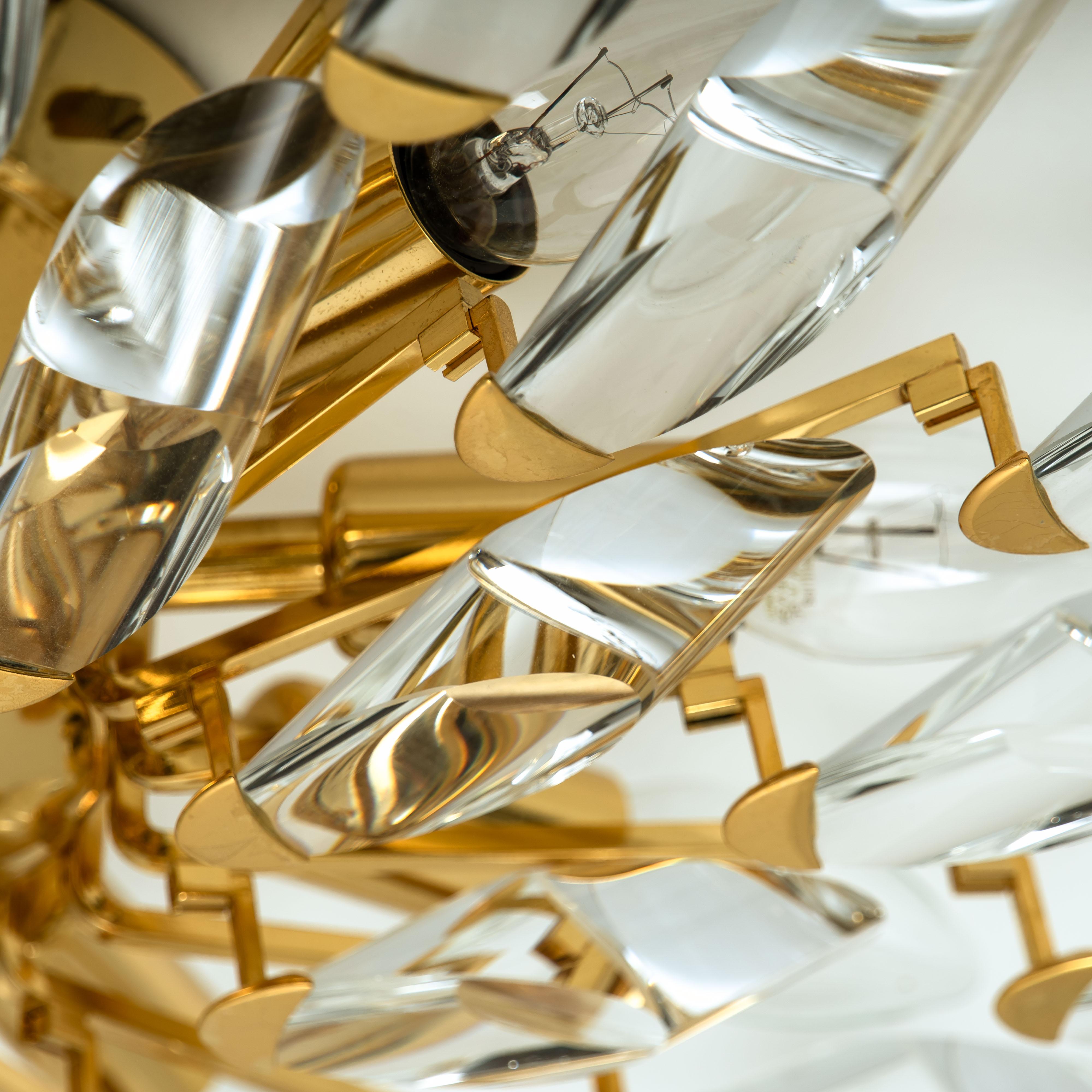 Late 20th Century Set of Stilkronen Crystal and Gilded Brass Italian Light Fixtures, Stilkronen