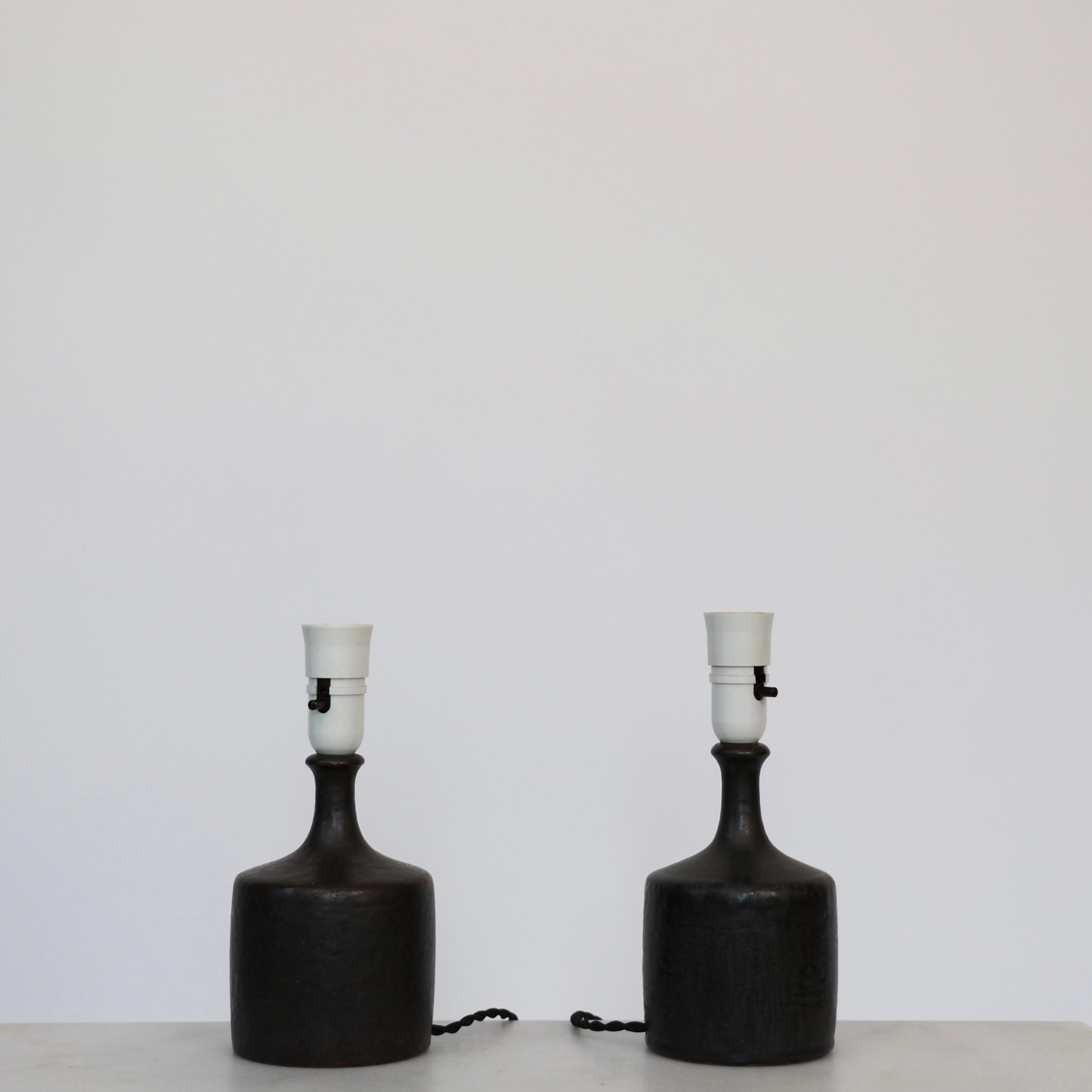 Set of Stoneware Desk Lamps by Lisbeth Brams for Fog & Morup, 1960s, Denmark For Sale 4