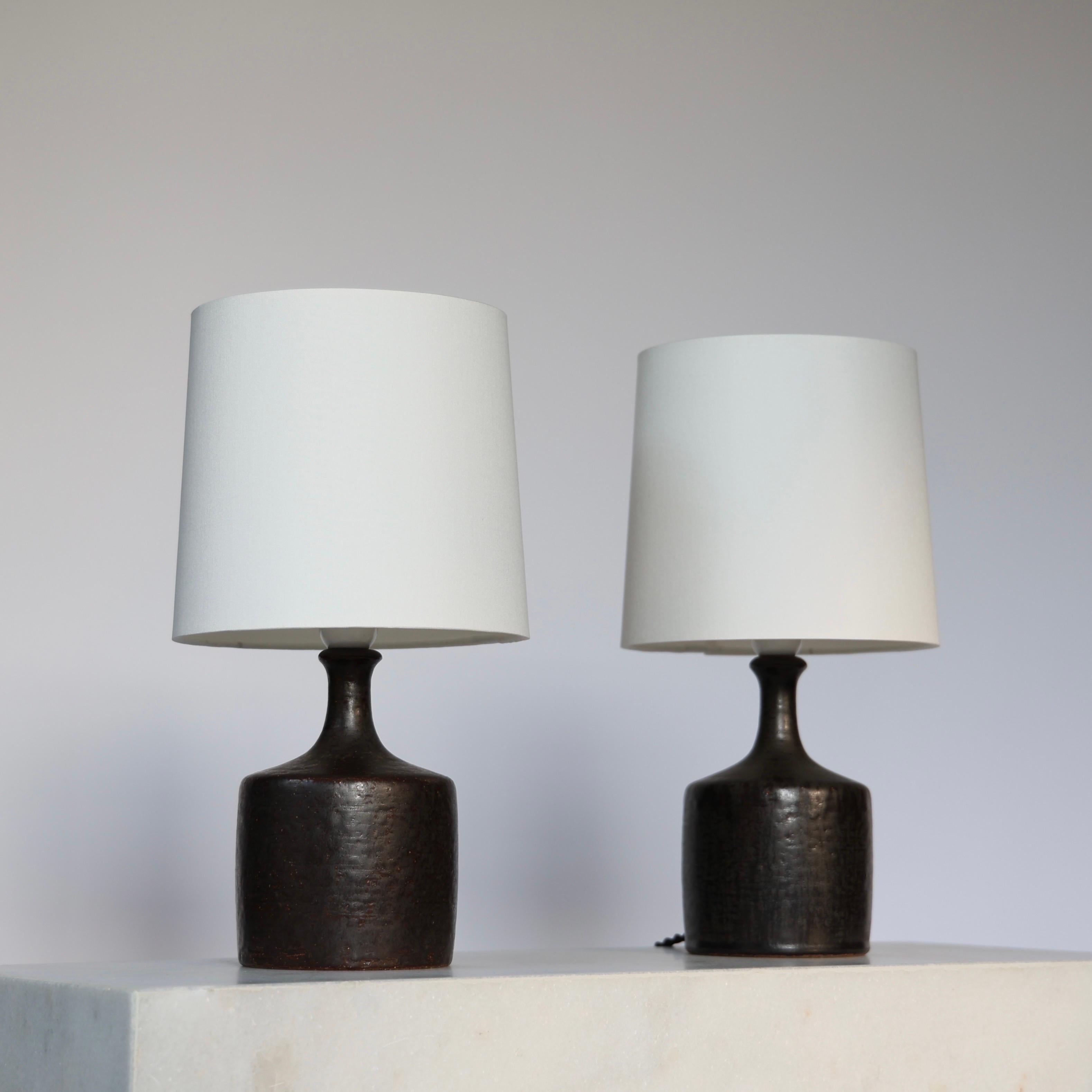 Set of Stoneware Desk Lamps by Lisbeth Brams for Fog & Morup, 1960s, Denmark For Sale 5