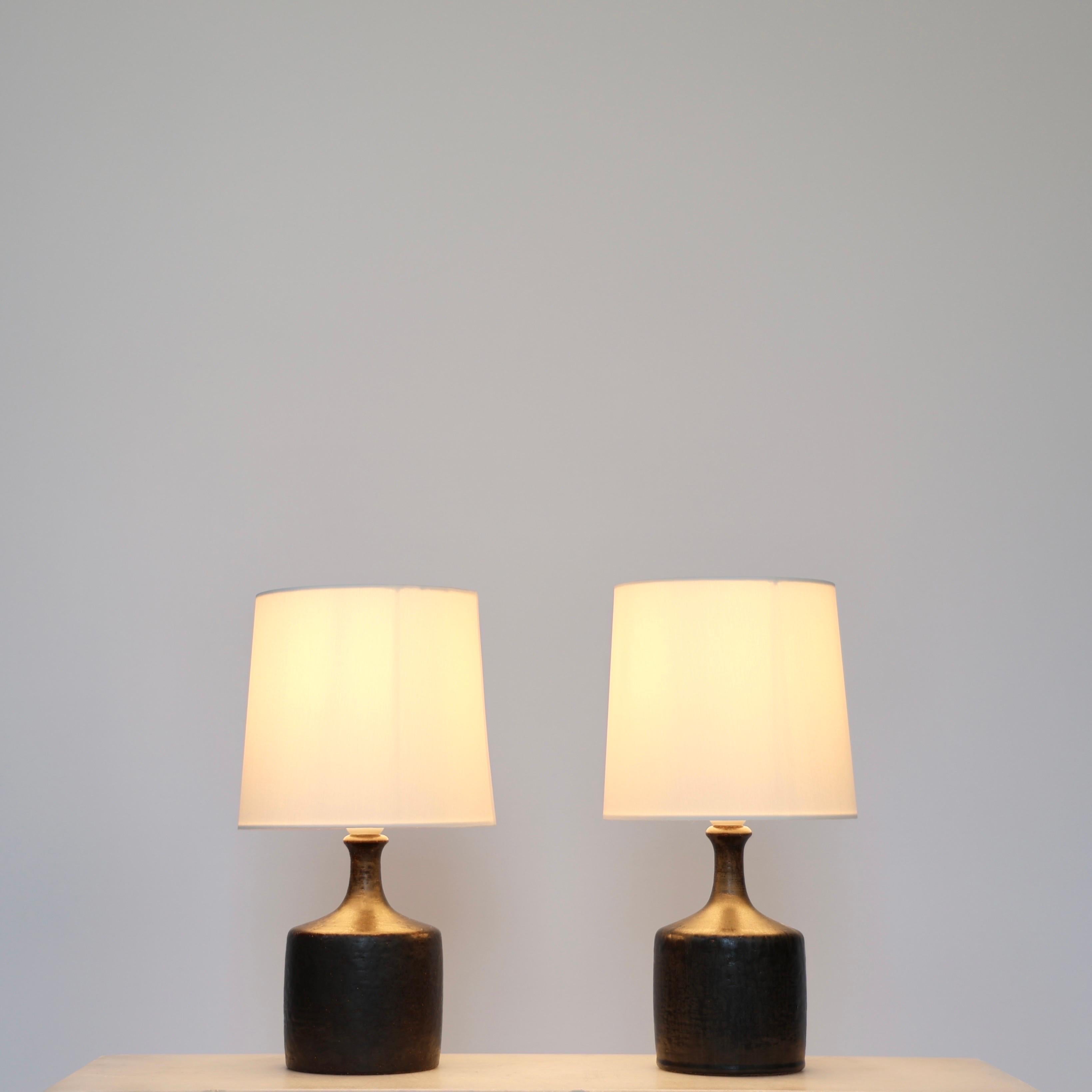 Scandinavian Modern Set of Stoneware Desk Lamps by Lisbeth Brams for Fog & Morup, 1960s, Denmark For Sale