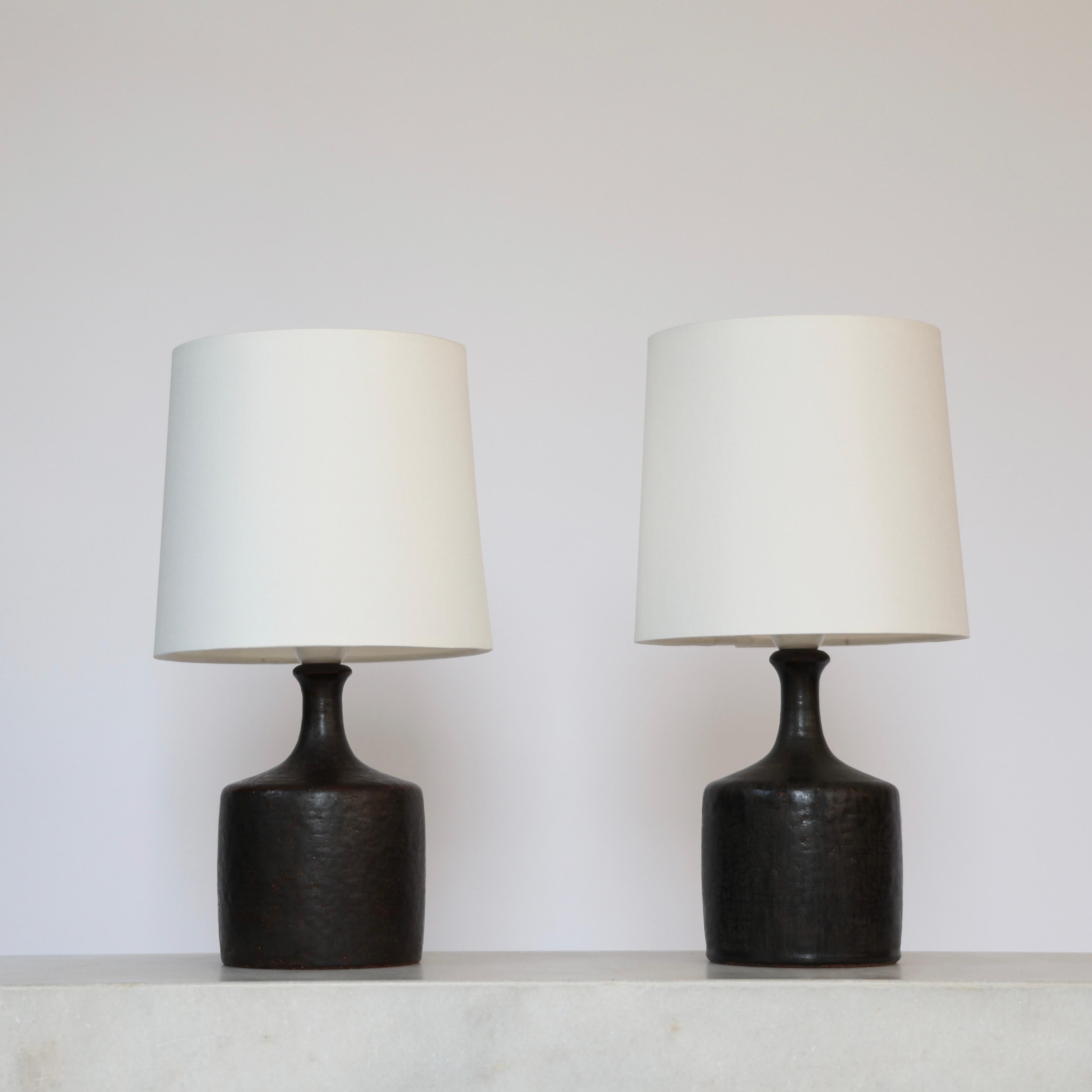 Set of Stoneware Desk Lamps by Lisbeth Brams for Fog & Morup, 1960s, Denmark For Sale 1