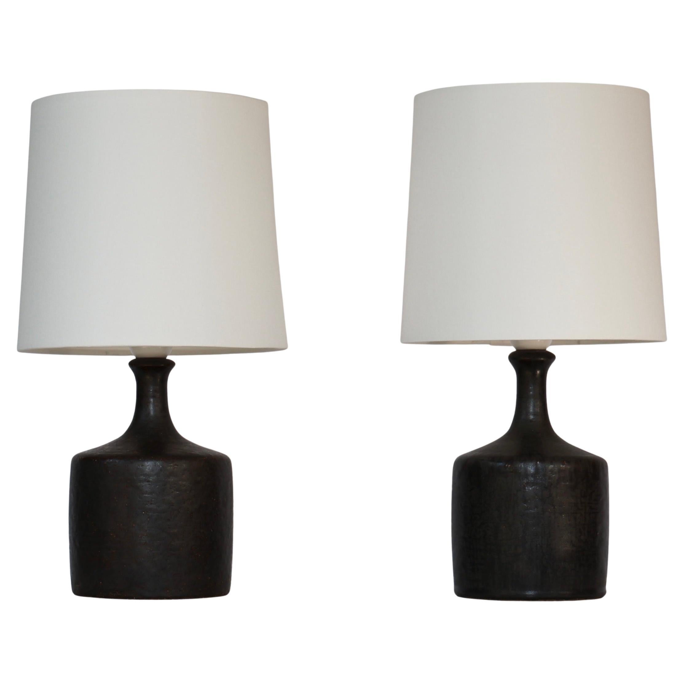 Set of Stoneware Desk Lamps by Lisbeth Brams for Fog & Morup, 1960s, Denmark For Sale