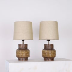 Set of stoneware desk lamps by Svend Aage Holm Sorensen, 1950s, Denmark