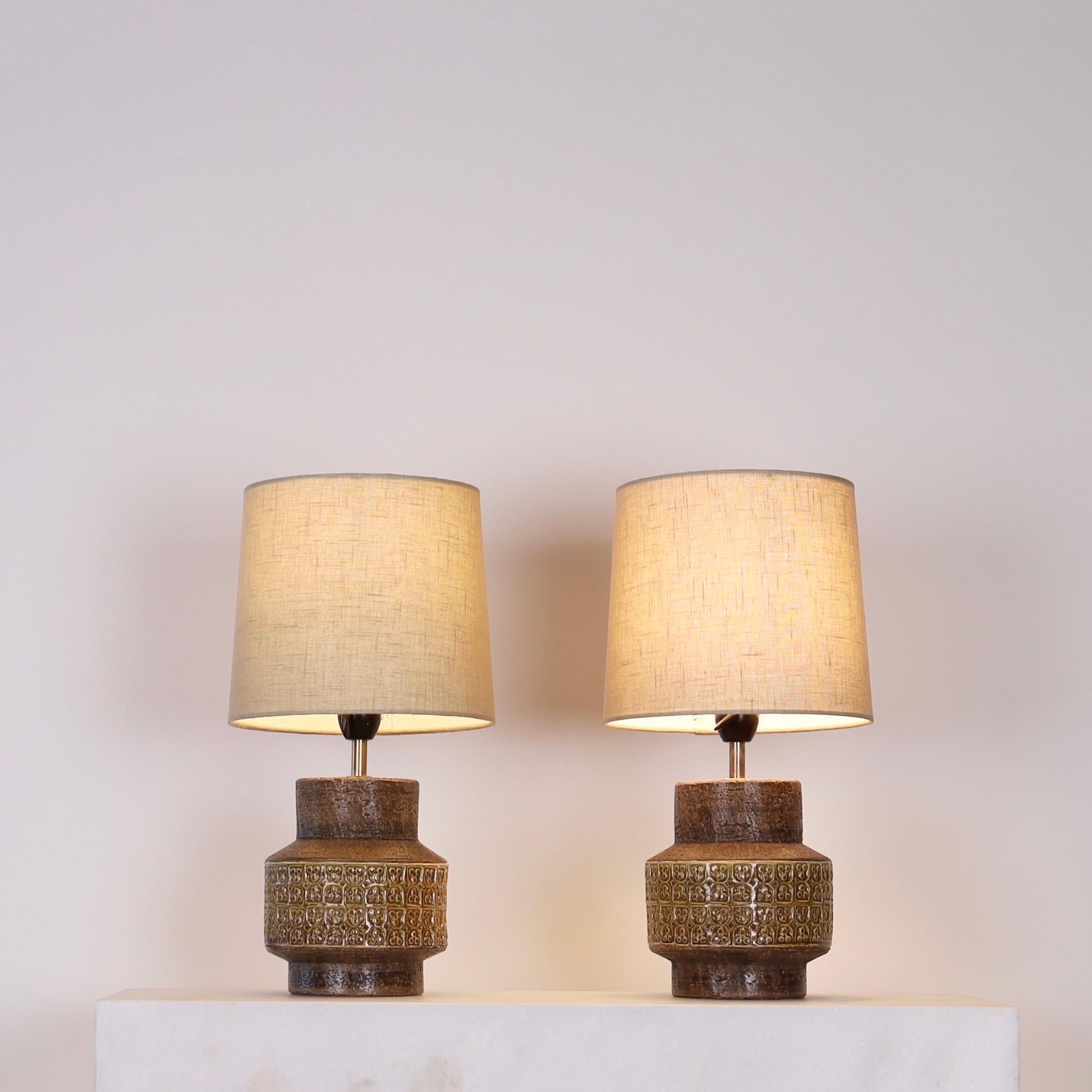 Mid-20th Century Set of stoneware desk lamps by Svend Aage Holm Sorensen, 1950s, Denmark