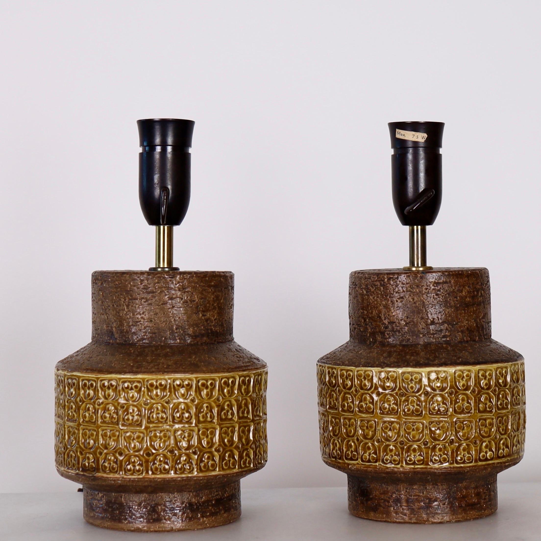 Set of stoneware desk lamps by Svend Aage Holm Sorensen, 1950s, Denmark 1