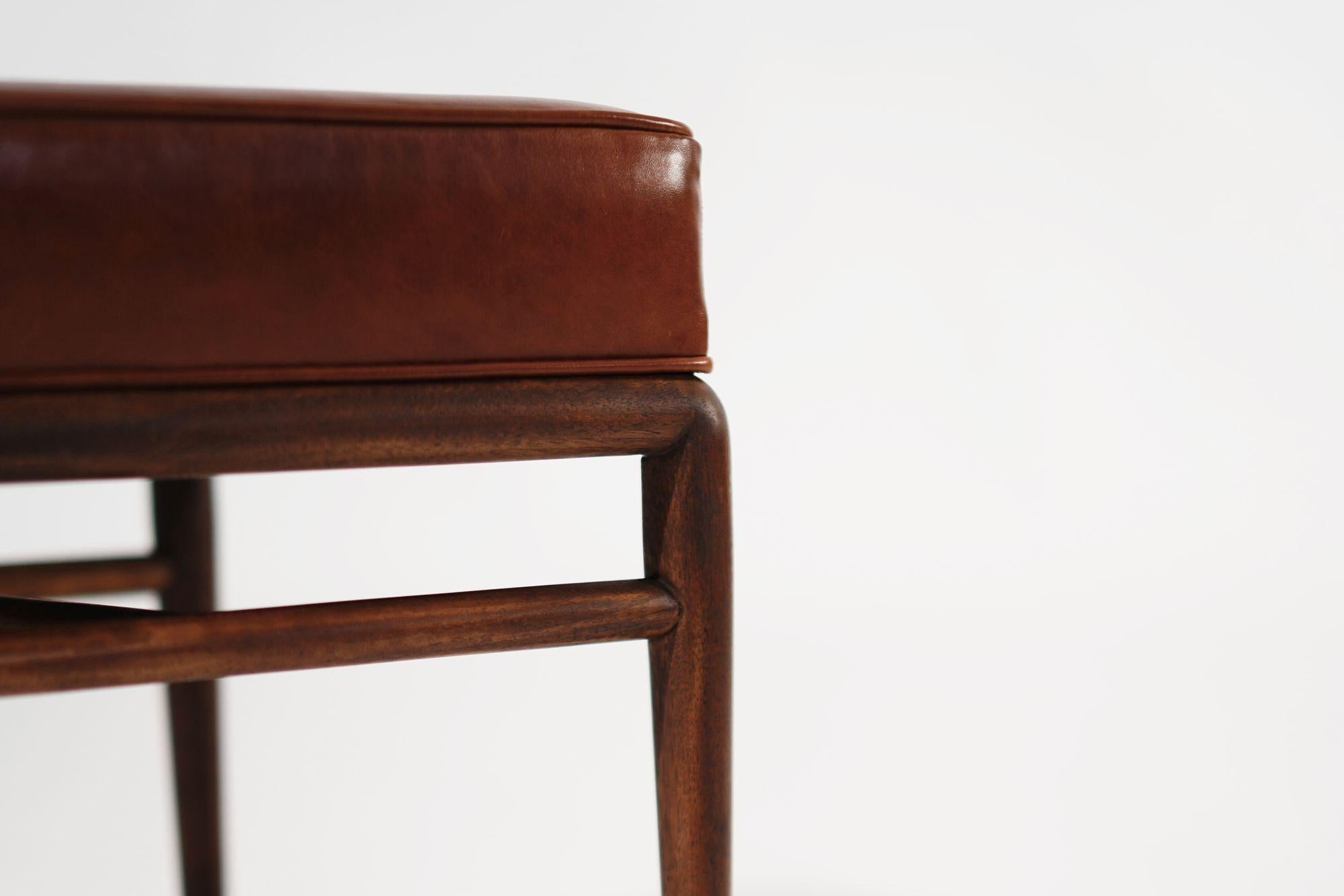 Set of Stools by T.H. Robsjohn-Gibbings in Cognac Leather, C. 1950s 4