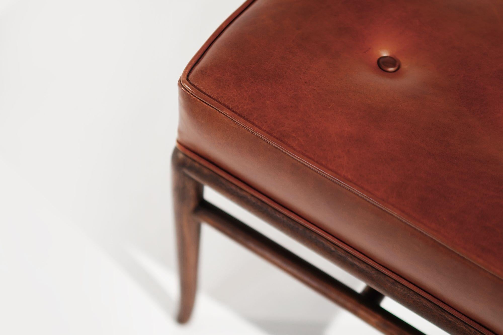 Set of Stools by T.H. Robsjohn-Gibbings in Cognac Leather, C. 1950s 5