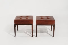 Set of Stools by T.H. Robsjohn-Gibbings in Cognac Leather, C. 1950s