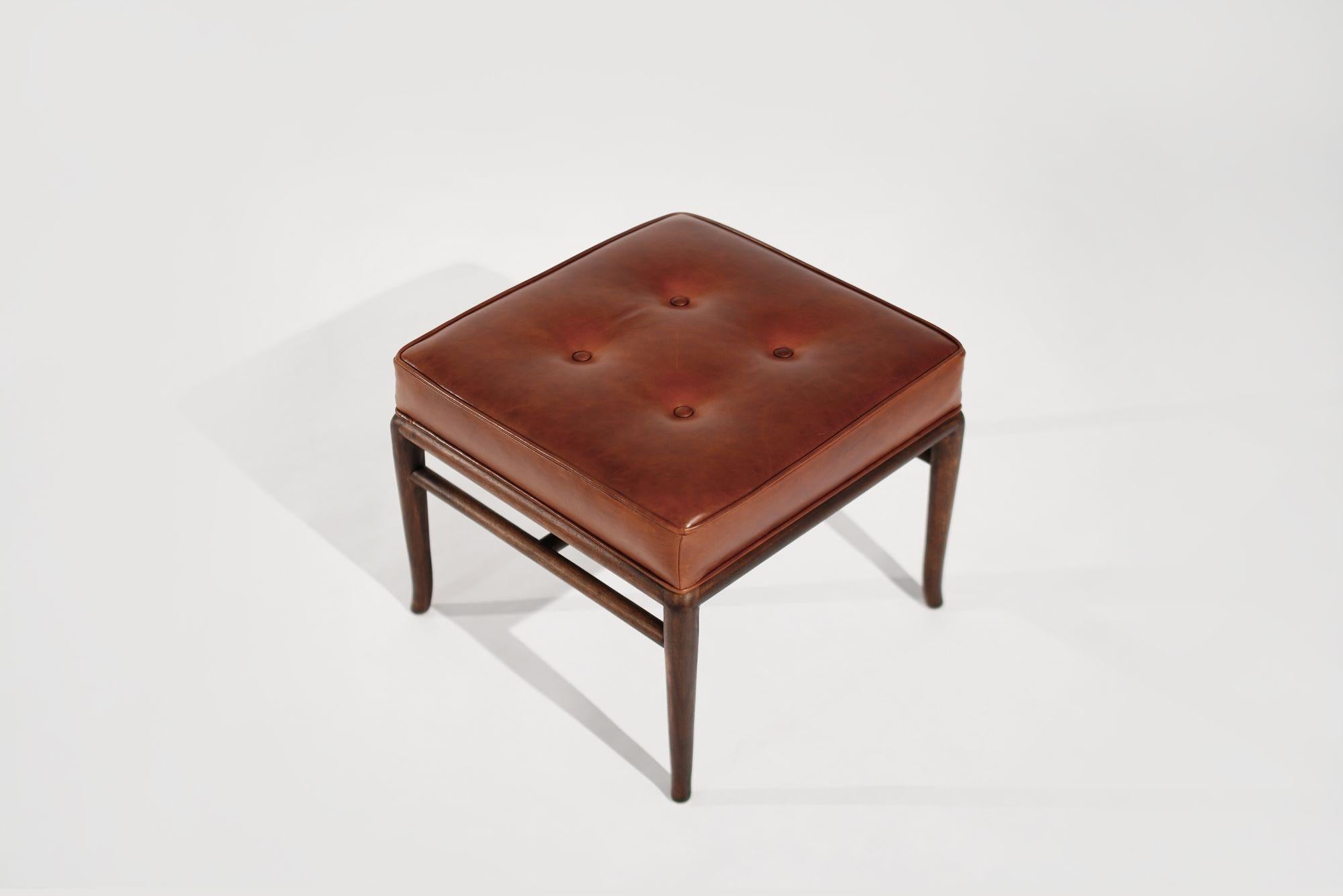 Set of Stools by T.H. Robsjohn-Gibbings in Cognac Leather, C. 1950s 1