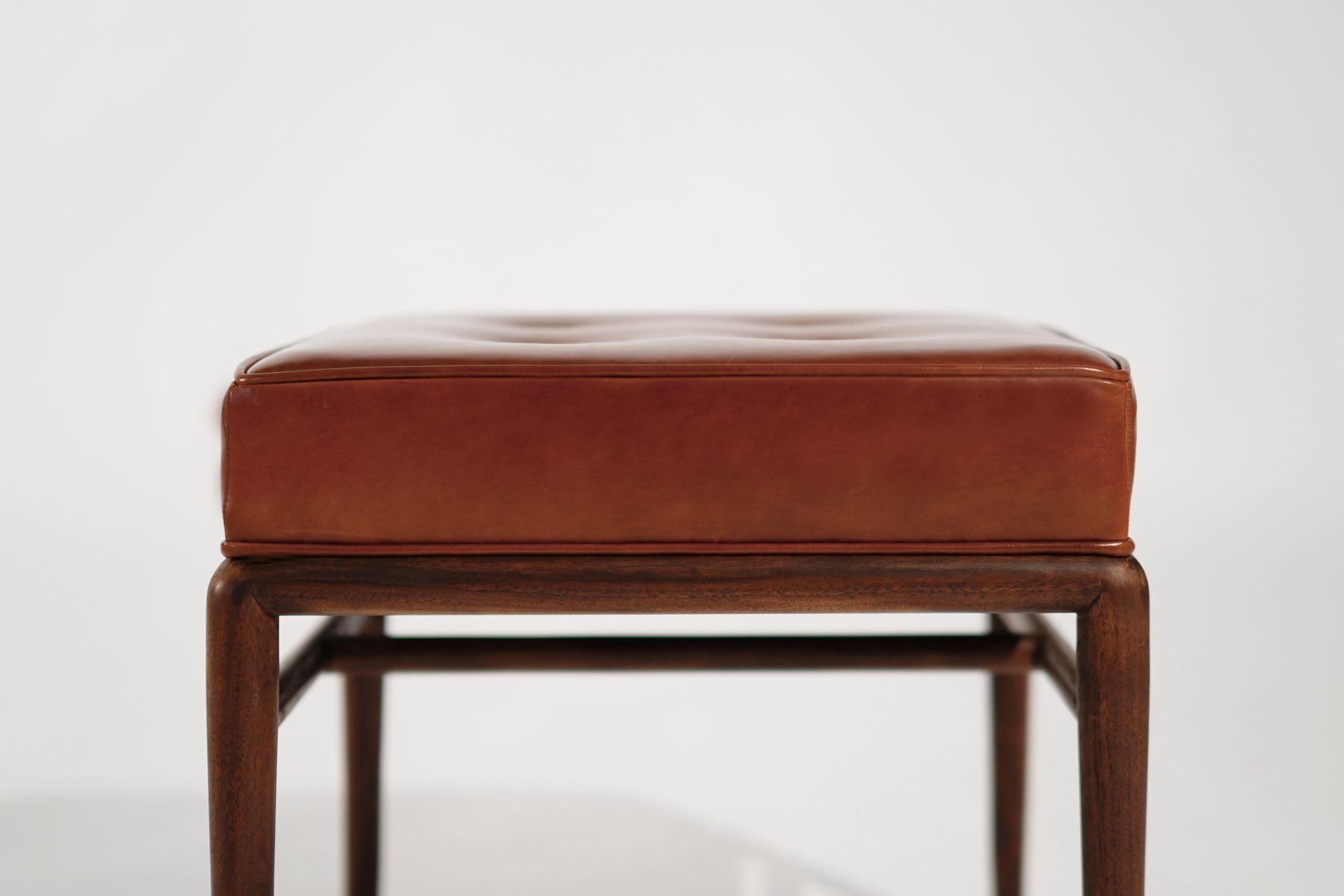 Set of Stools by T.H. Robsjohn-Gibbings in Cognac Leather, C. 1950s 2