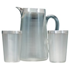 Set of 'Striker' Glass & Silver Beakers and Jug, Hallmarked London 1883.