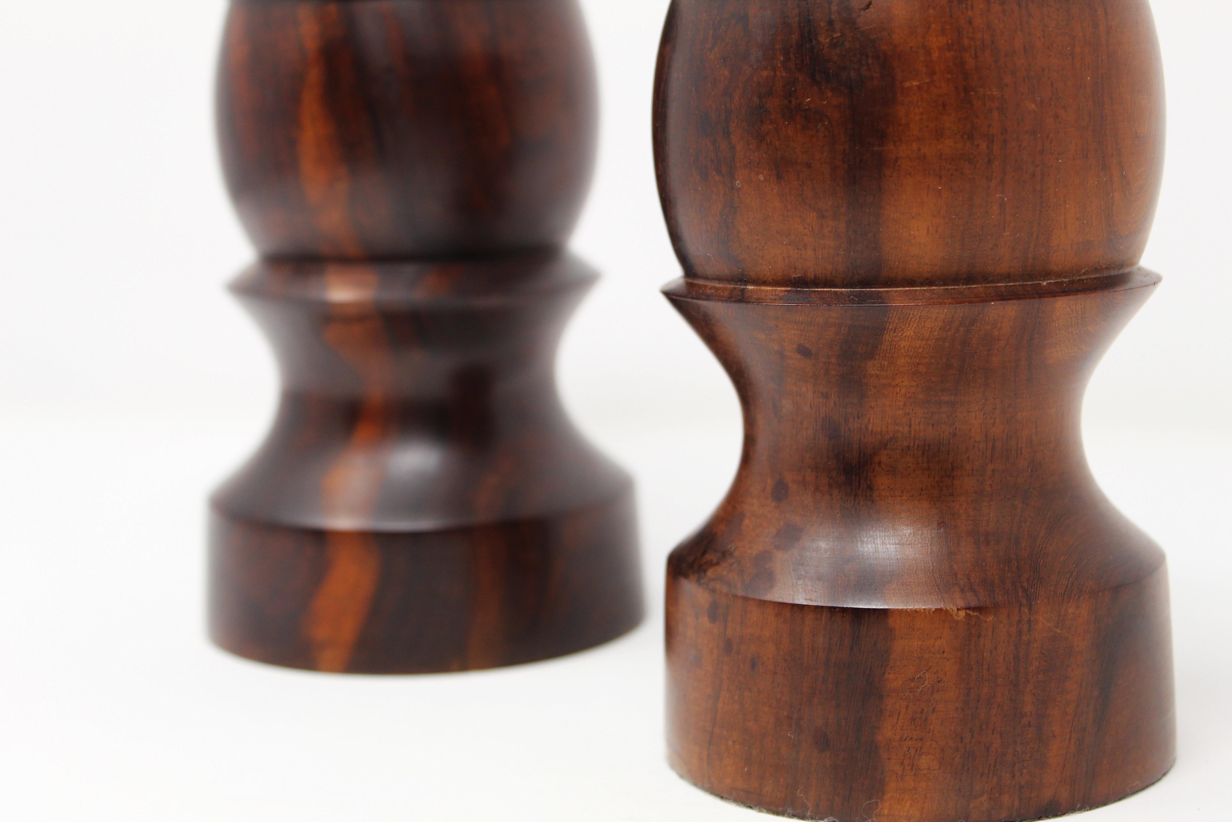 Set of Studio Modernist Rosewood Candlesticks For Sale 3