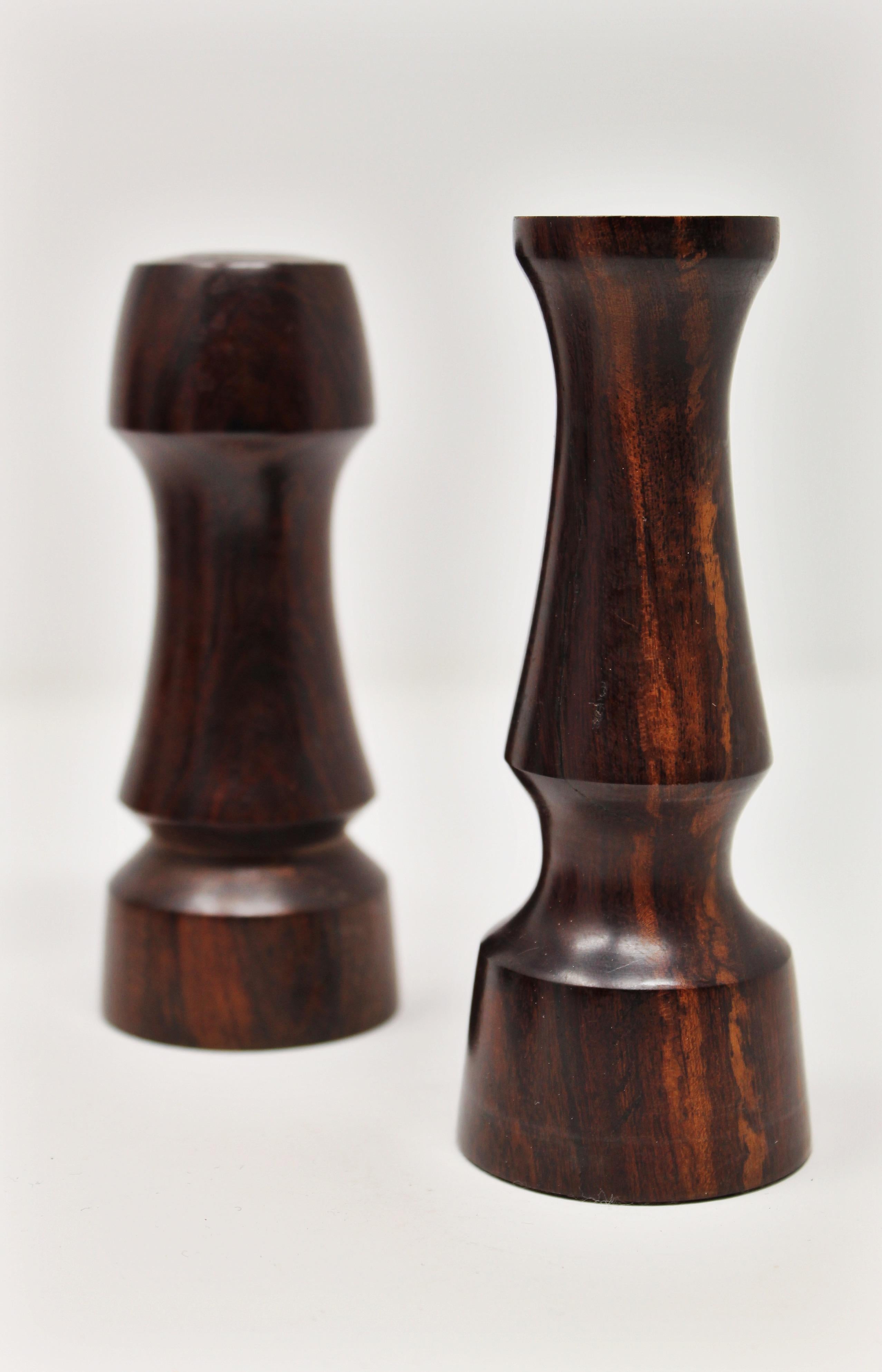 Set of Studio Modernist Rosewood Candlesticks For Sale 5