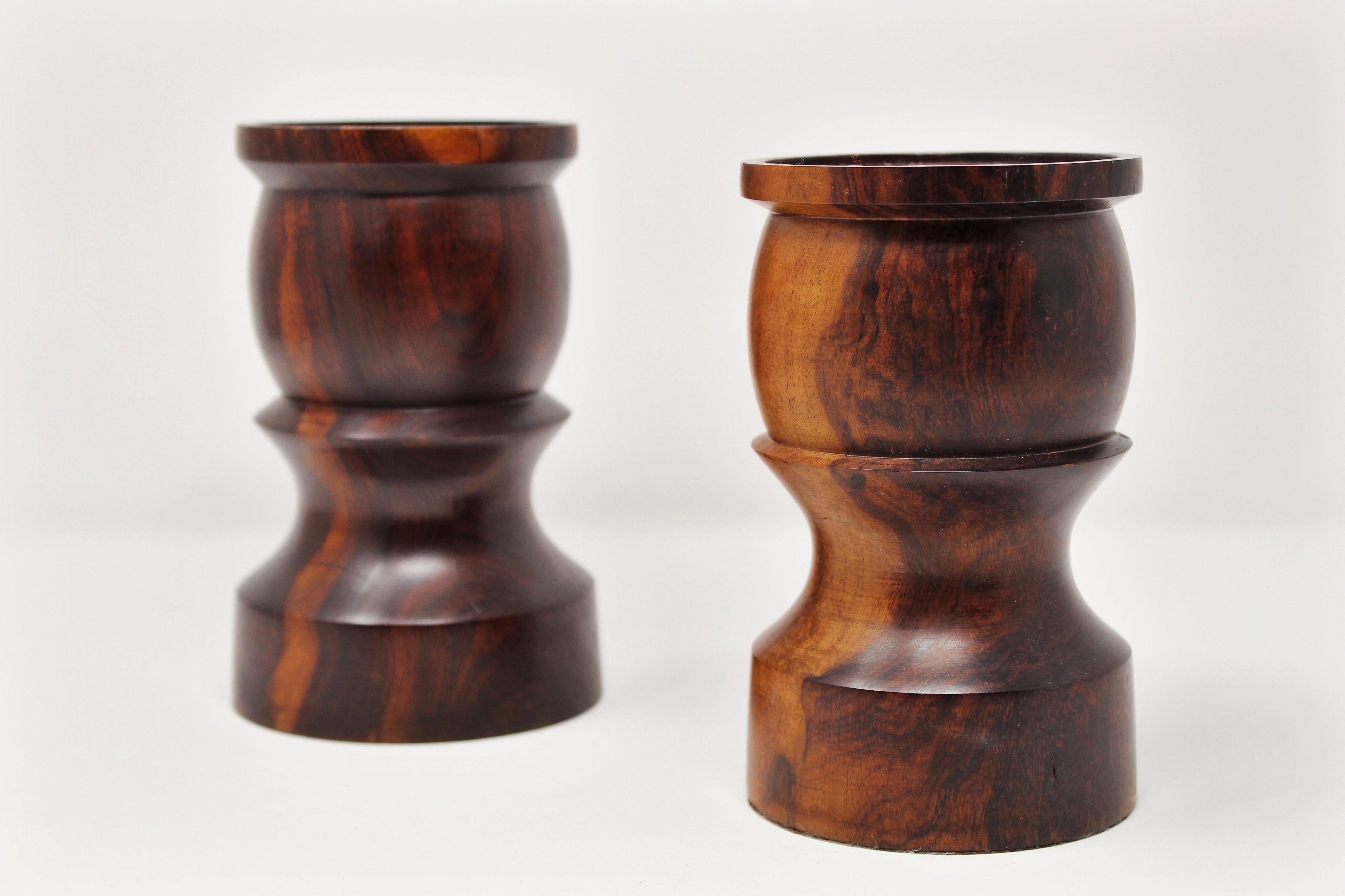 Mid-Century Modern Set of Studio Modernist Rosewood Candlesticks For Sale