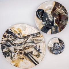 Set of Stunning Round Ceramic Plates by Jeppe Hagedorn, Denmark 1960s