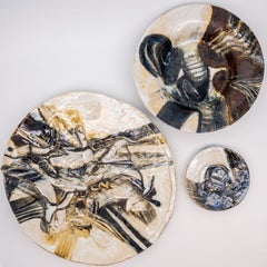 Set of Stunning Round Ceramic Plates by Jeppe Hagedorn, Denmark 1960s