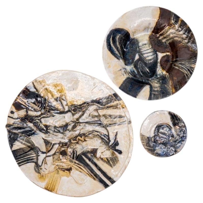 Set of Stunning Round Ceramic Plates by Jeppe Hagedorn, Denmark 1960s