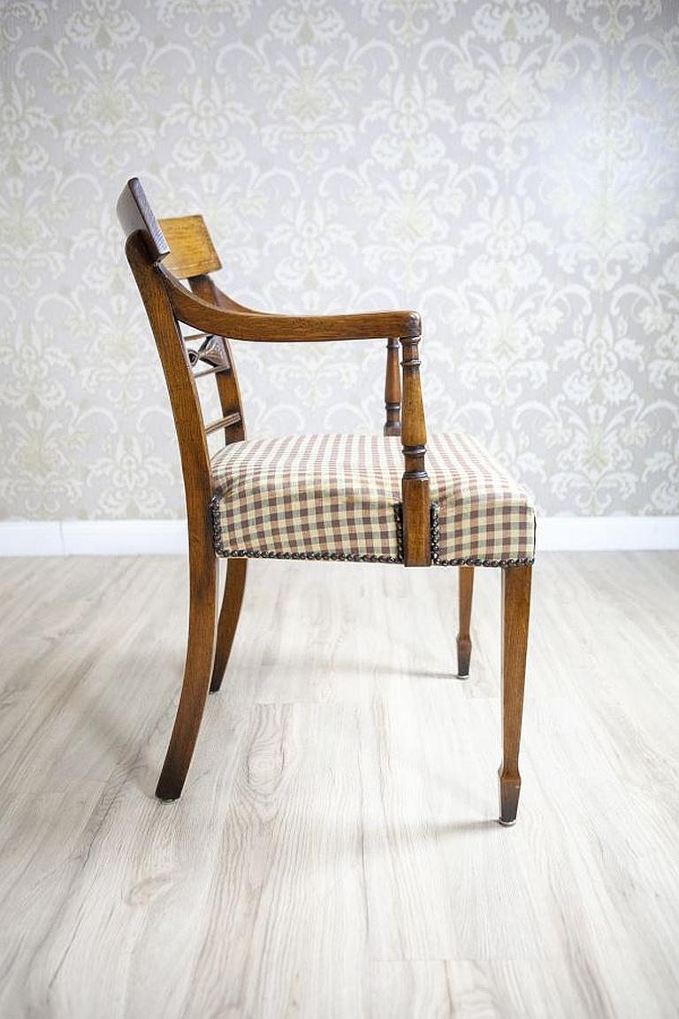 Upholstery Set of Stylized Oak Armchairs From the Mid. 20th Century in Light Colors For Sale