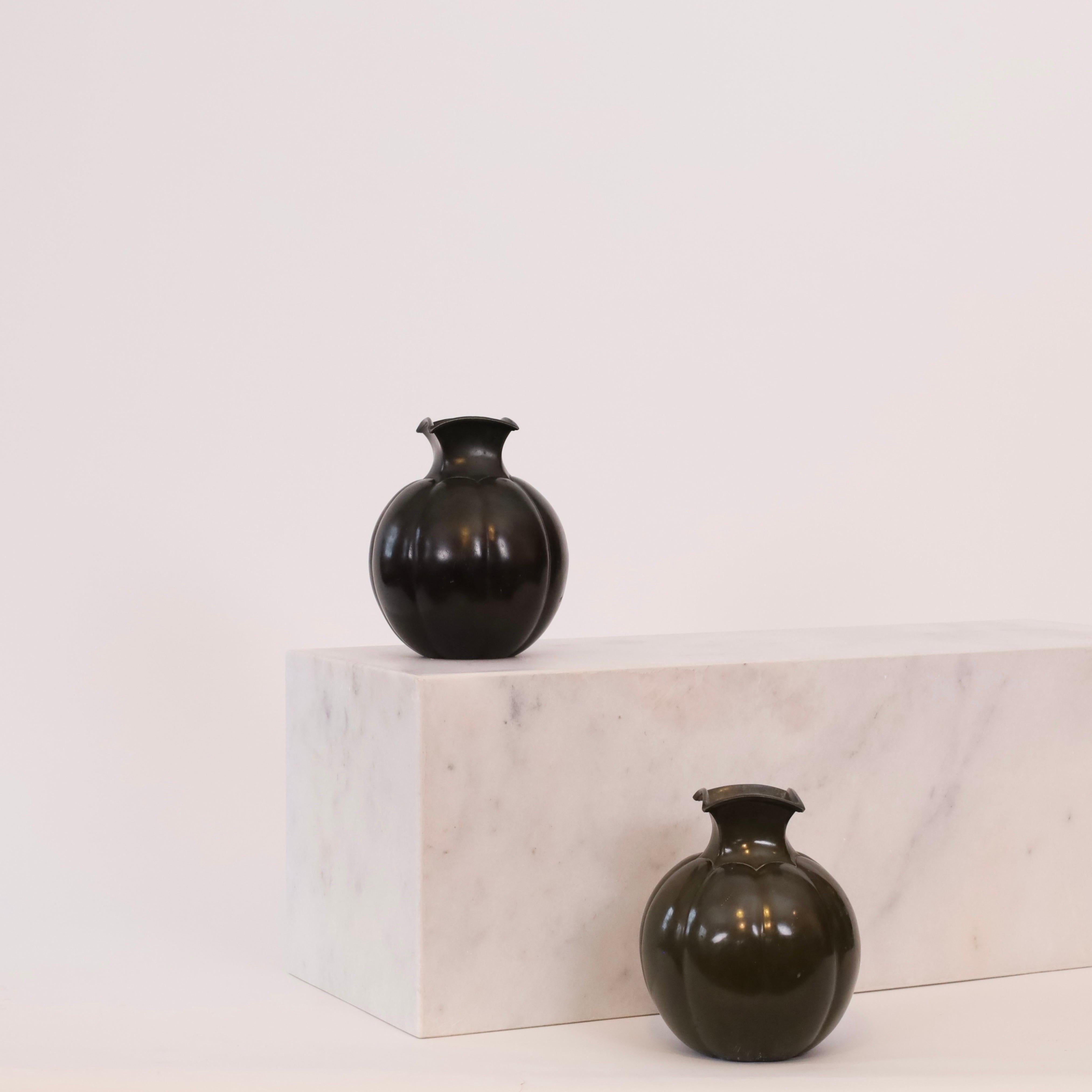 Metal Set of substantial art deco vases by Just Andersen, 1930s, Denmark For Sale