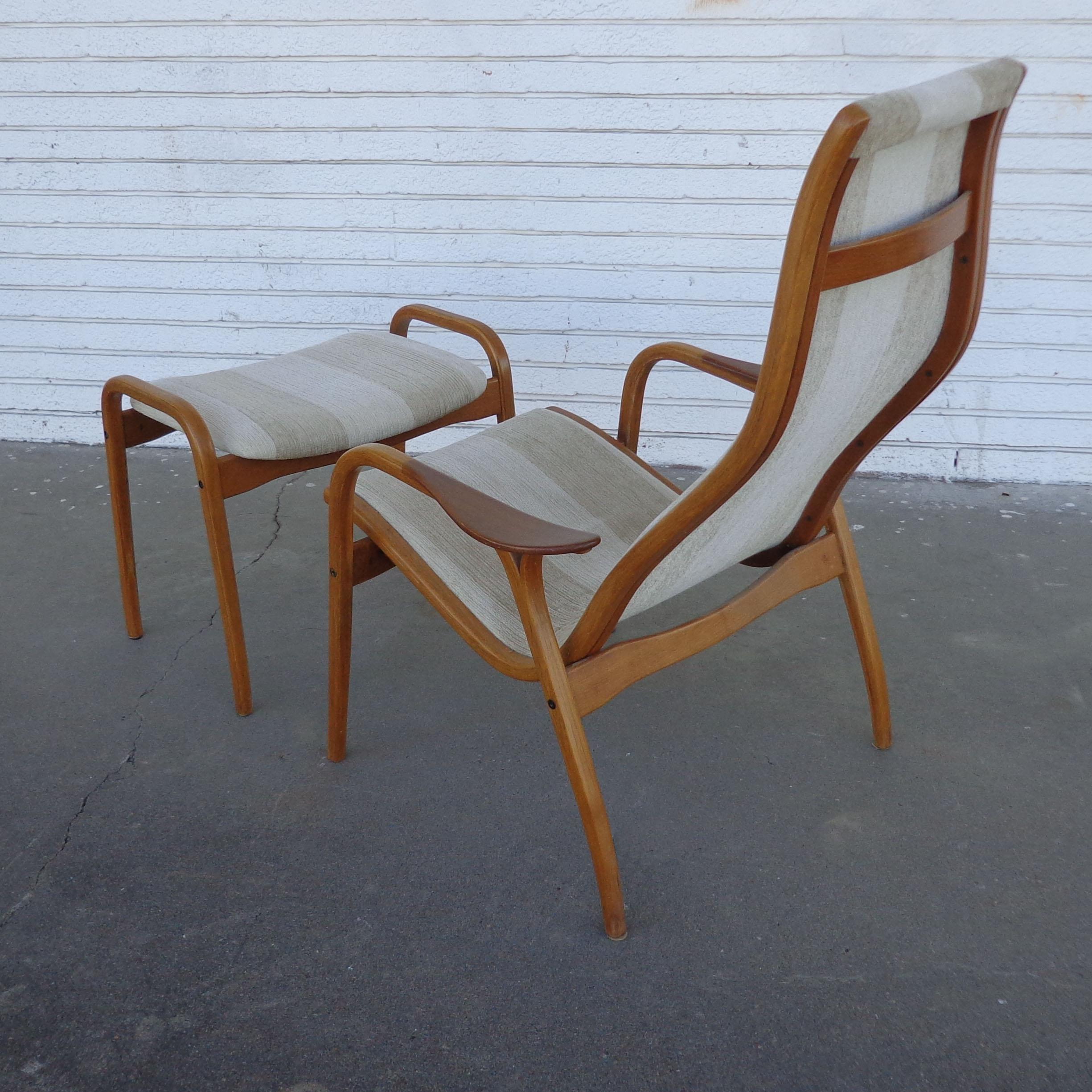 Swedese Lamino Chair and Ottoman by Yngve Ekström In Good Condition In Pasadena, TX