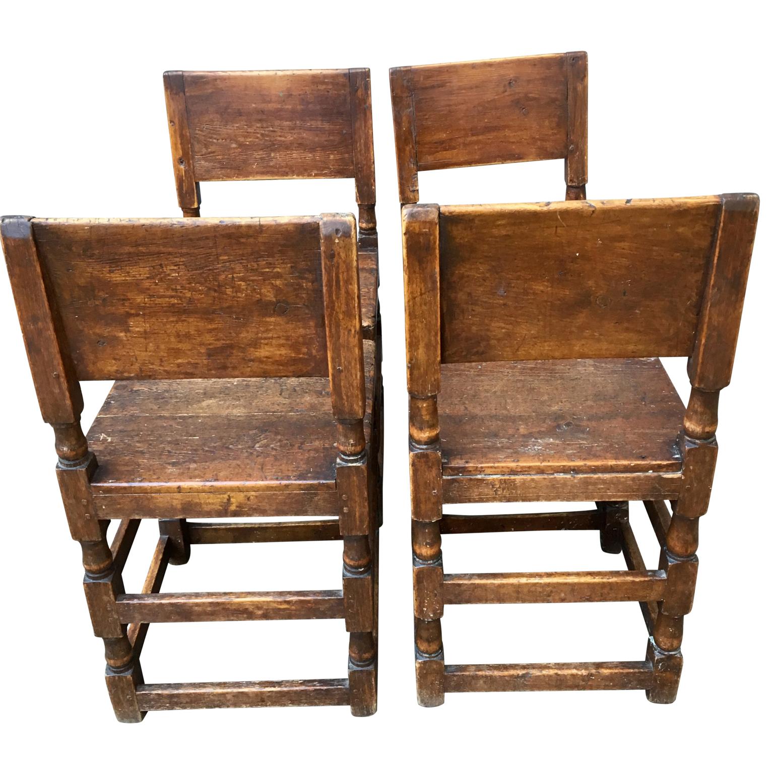 Hand-Crafted Set of Swedish Early 18th Century Folk Art Chairs