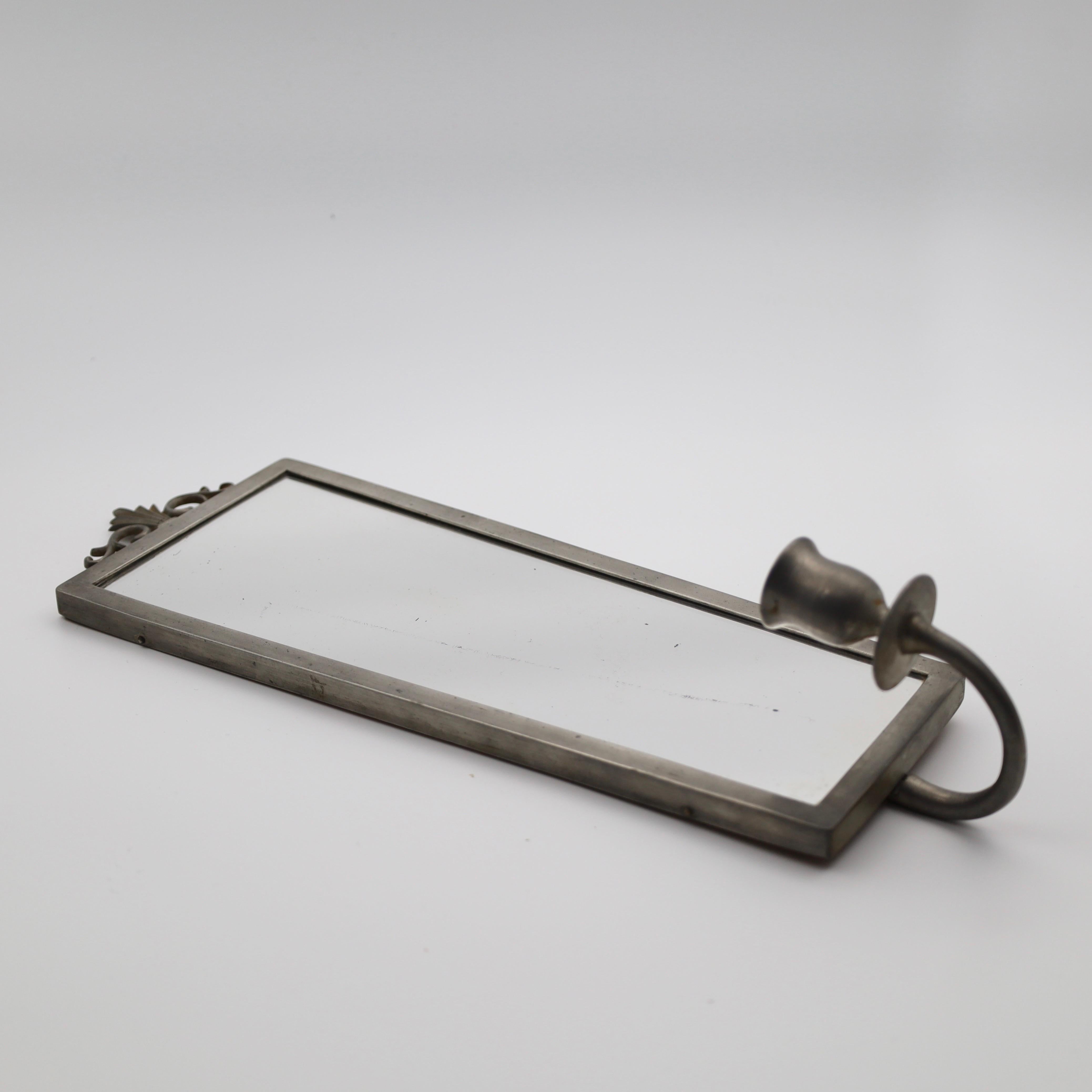 Set of Swedish Grace Pewter Mirror Candle Sconces by JL. Hultman, 1930s, Sweden For Sale 1