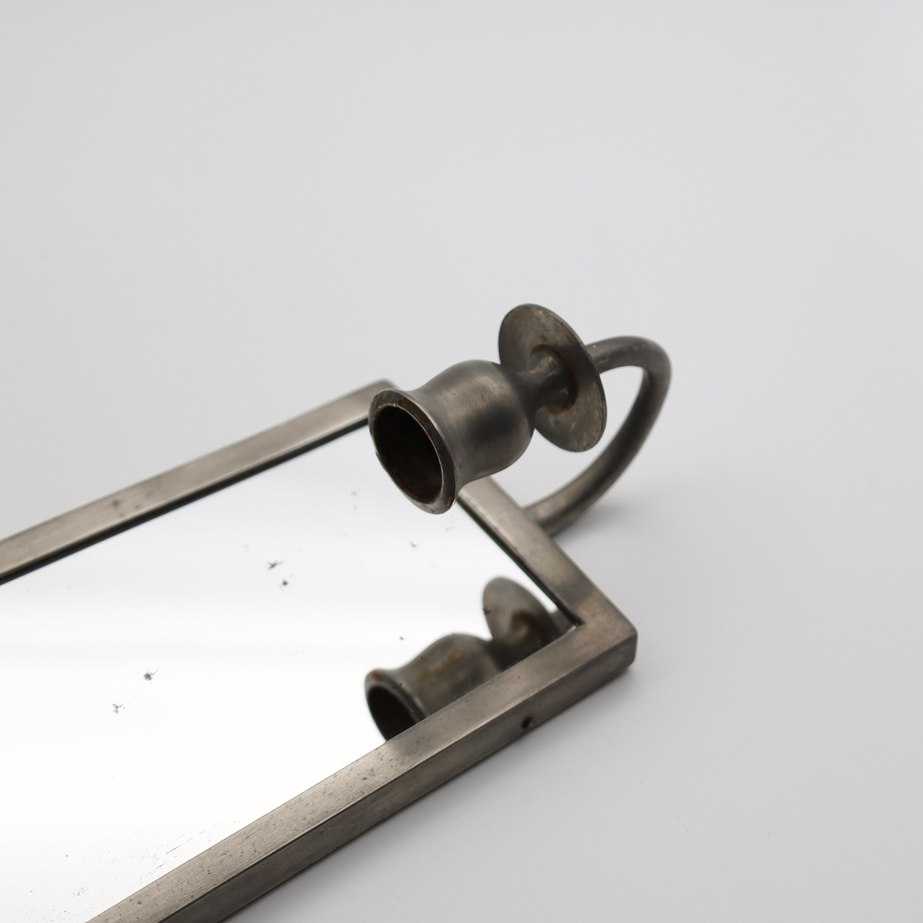 Set of Swedish Grace Pewter Mirror Candle Sconces by JL. Hultman, 1930s, Sweden For Sale 2