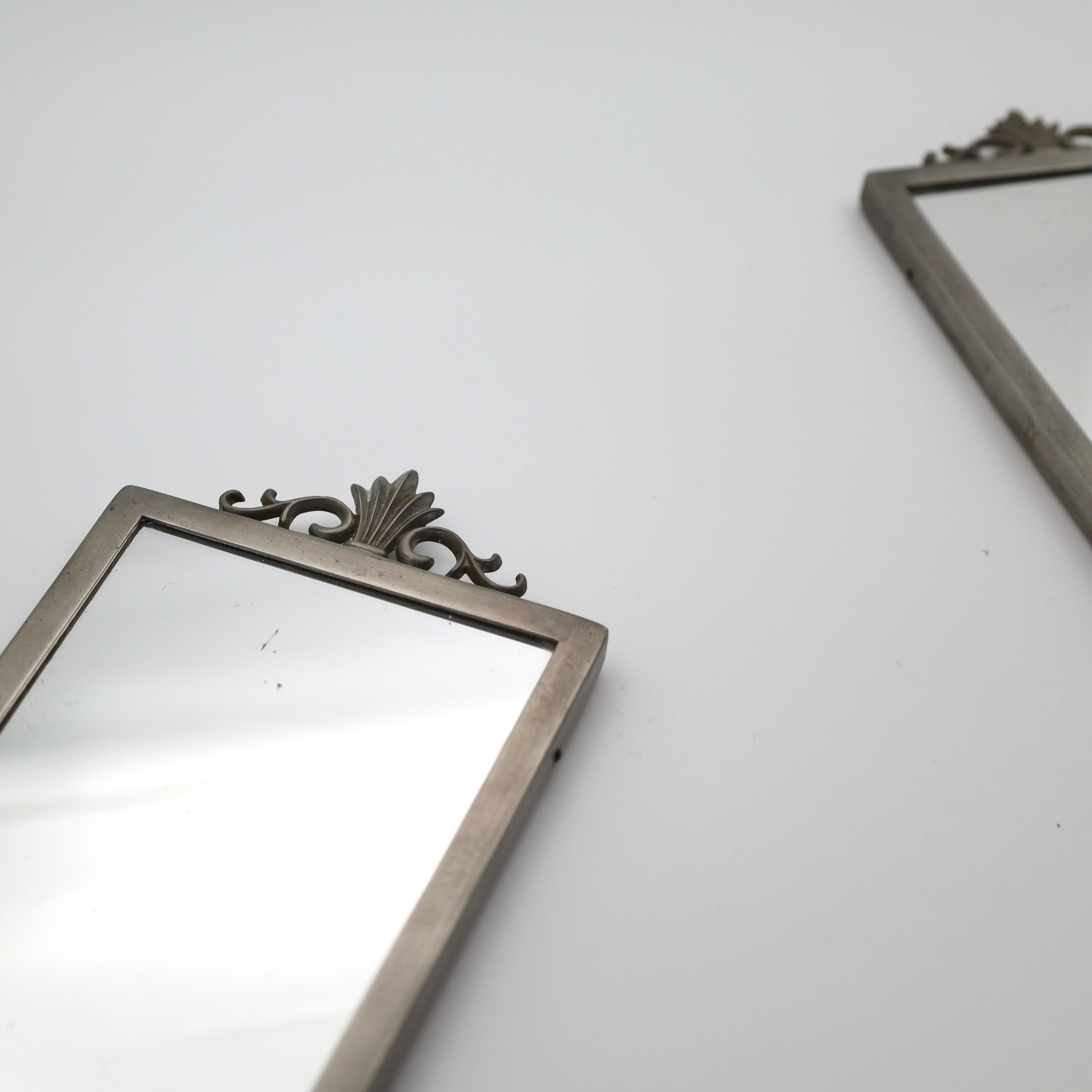 Set of Swedish Grace Pewter Mirror Candle Sconces by JL. Hultman, 1930s, Sweden For Sale 3