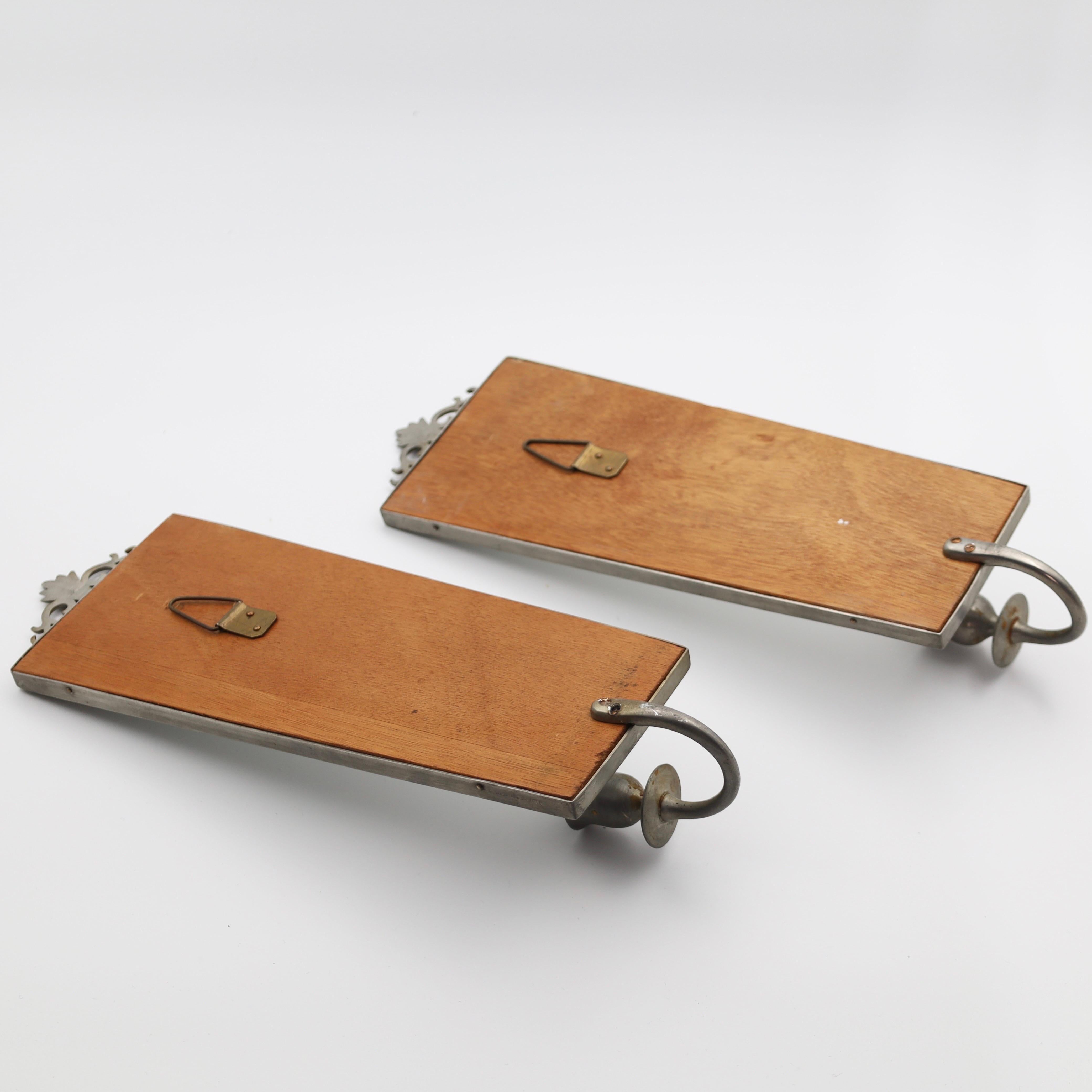 Set of Swedish Grace Pewter Mirror Candle Sconces by JL. Hultman, 1930s, Sweden For Sale 4