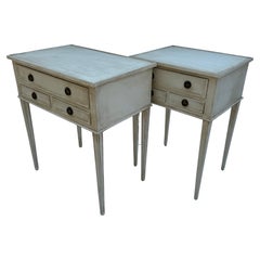 Set of Swedish Gustavian Styled Painted Side Tables Bedside with Drawers