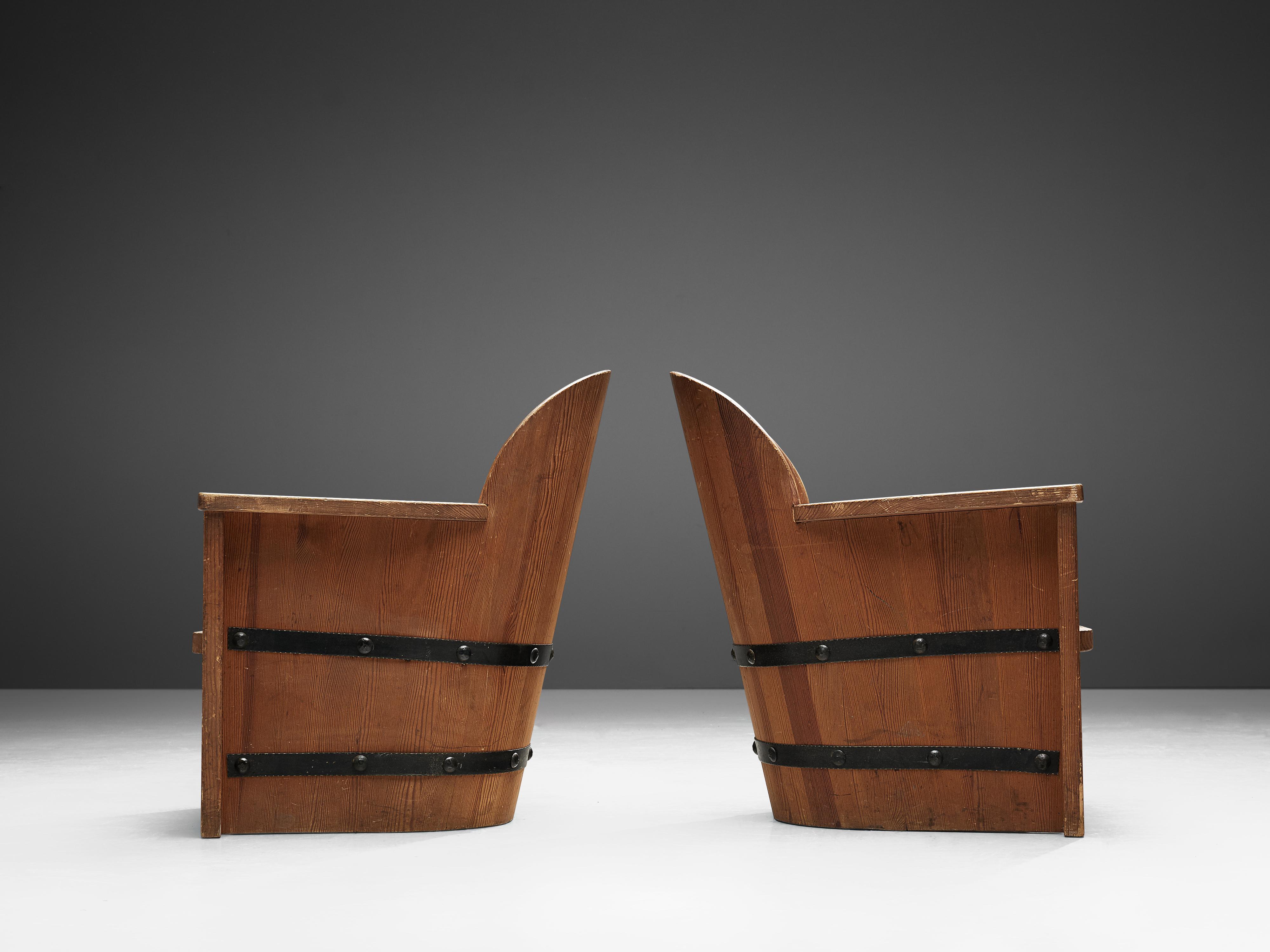 20th Century Set of Swedish Lounge Chairs in Pine