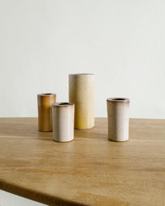 Juego de jarrones de cerámica cilíndricos suecos de mediados de siglo producidos por Wallåkra, década de 1940