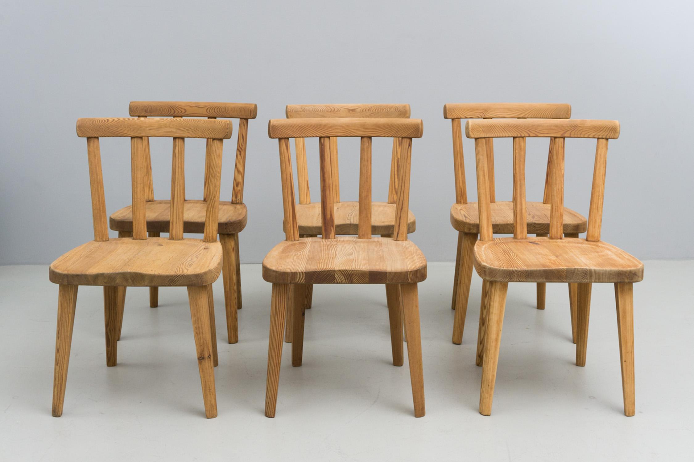 Modern Set of Swedish Pine Wood Chairs, 'Uto' by Axel Einar Hjorth, 1930 For Sale